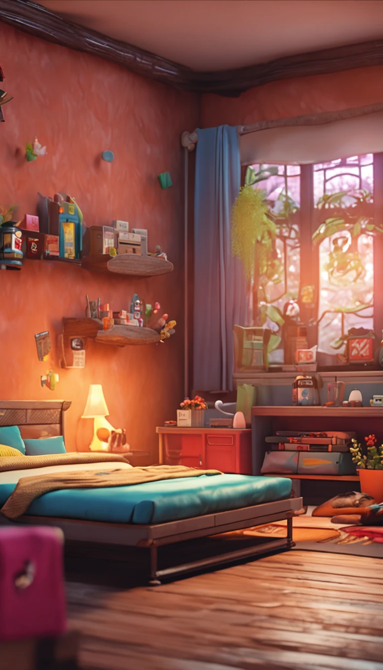 Living room background, game style, chibi style, 3d style, 8k, 4k, HD