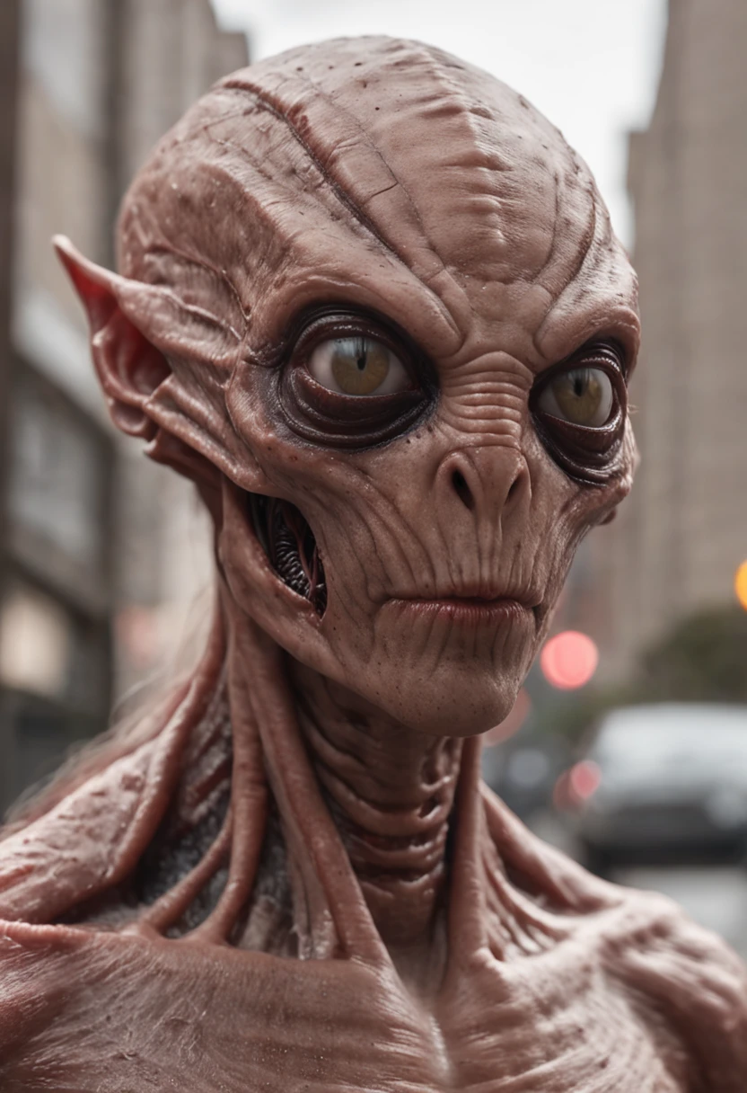 Cinematic texture，Invading aliens，cow head，uncanny， tentaculata，Blood，Beauty on the run，combats，The city was destroyed，of a real，Facial features are carefully depicted，Realistic skin texture，Dark style，depth of fields，high light，Real light，Ray traching，oc rendered，Hyper-realistic，best qualtiy，8K，Works of masters，super-fine，Detailed pubic hair，Correct anatomy，sharp focus on eyes，Bokeh，Facial features are carefully depicted