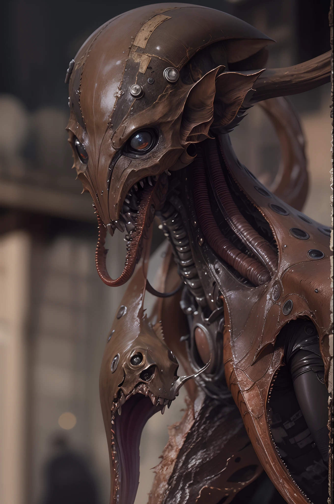 Cinematic texture,Invading aliens,cow head,uncanny, tentaculata,Blood,Full body like,combats,The city was destroyed,of a real,Facial features are carefully depicted,Realistic skin texture,Dark style,depth of fields,high light,Real light,Ray traching,oc rendered,Hyper-realistic,best qualtiy,8K,Works of masters,super-fine,Detailed pubic hair,Correct anatomy,sharp focus on eyes,Bokeh,Facial features are carefully depicted