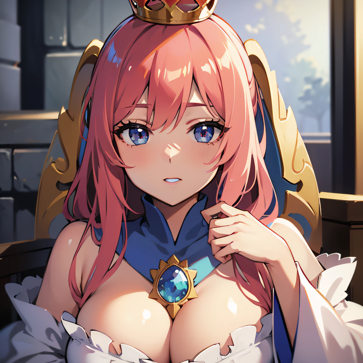 beautiful waifu queen, queen crown, queen robe, character concept, portrait of [x], anime style
