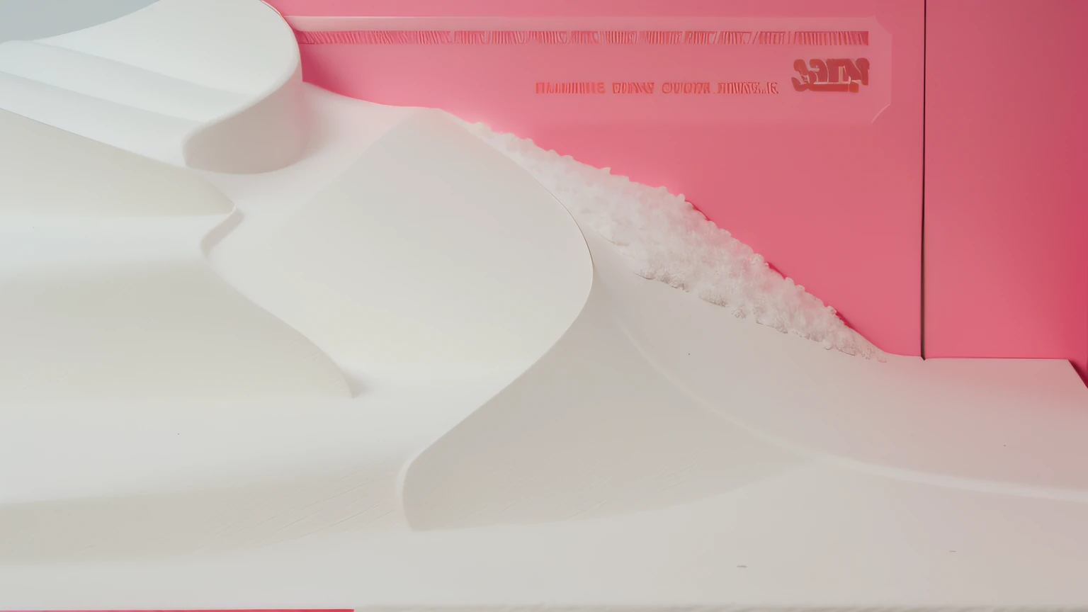 Escada de neve. A snow staircase with pink cardboard background. Pink cardboard. maquete. textura maquete.