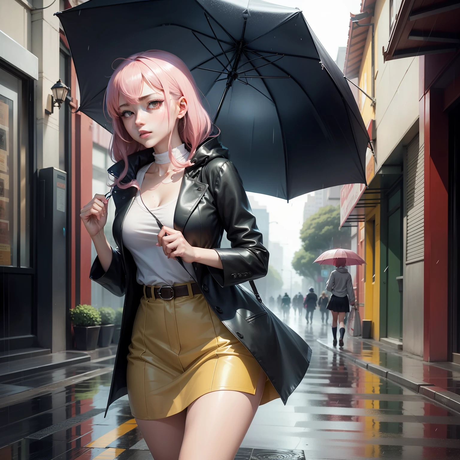 Anime women are entered by men on rainy days