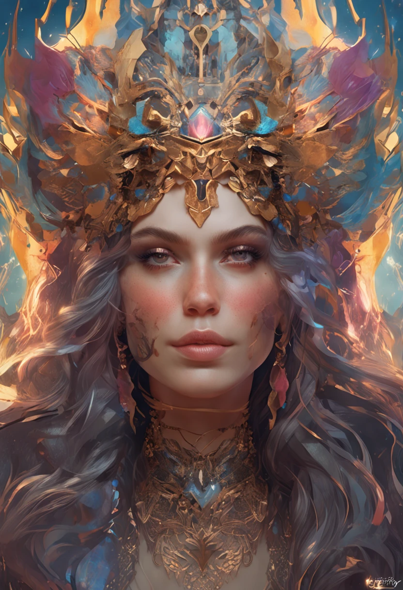 A goddess, nice perfect face with soft skinice perfect face, Concept art portrait by Greg rutkowski, Art germ, Ultra-detailed and intricate Gothic art trends in Artstation ternary colors, Fantastical, intricately details, Splash screen, Complementary colors, fantasy concept art, 8K resolution, Deviantart's masterpiece, Oil painting, Heavy strokes,