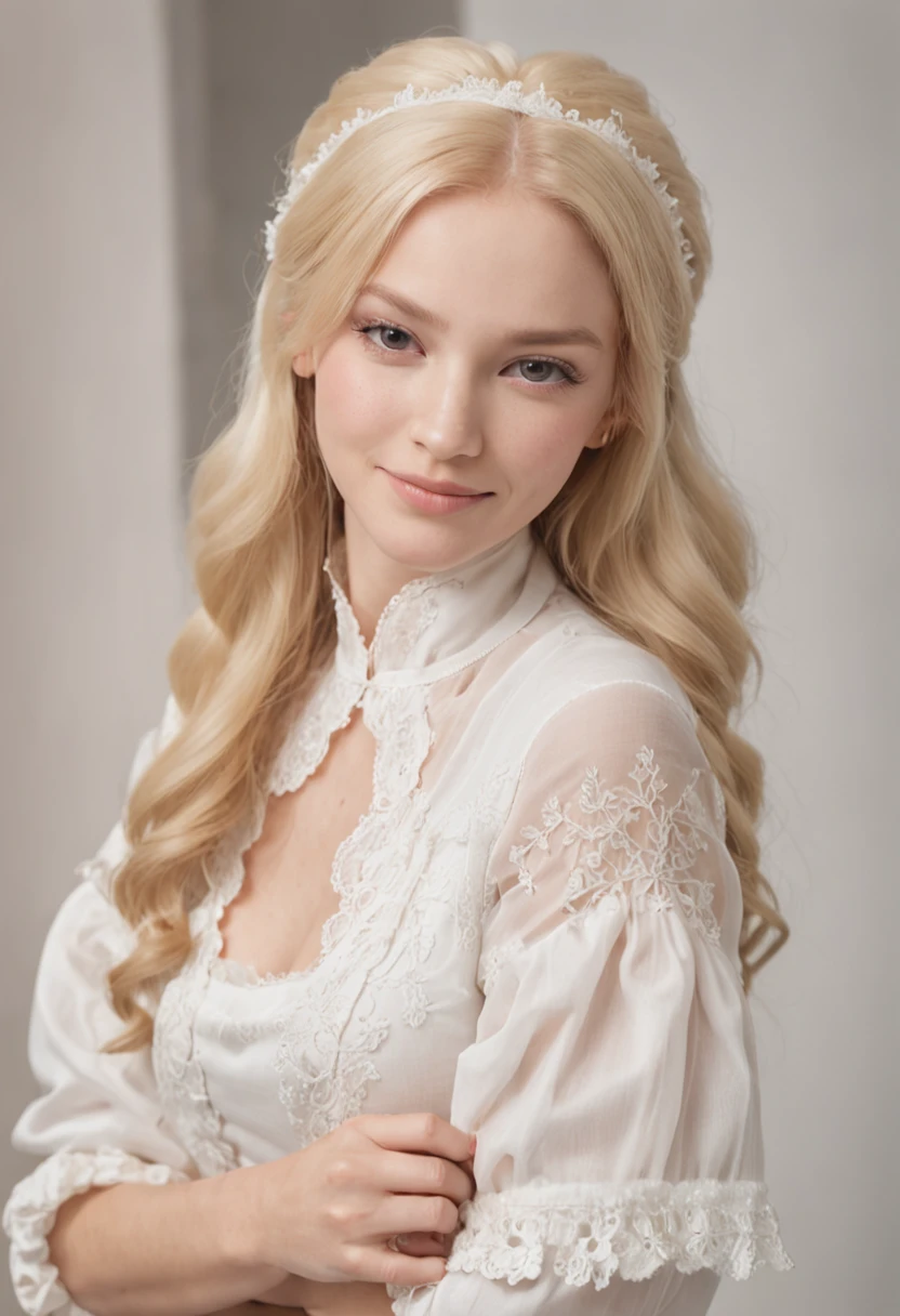 masterpiece,top-quality,Young Female Chef,(ultra-detailliert),kitchin,Cooked dishes,(Balanced style),(well-shaped udder),(Smile that seems to be good:1.5),(Long blonde hair bunched up)