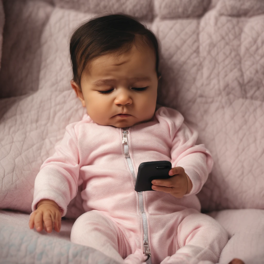 looking at an electronic screen,Parents use mobile phones to calm crying babies