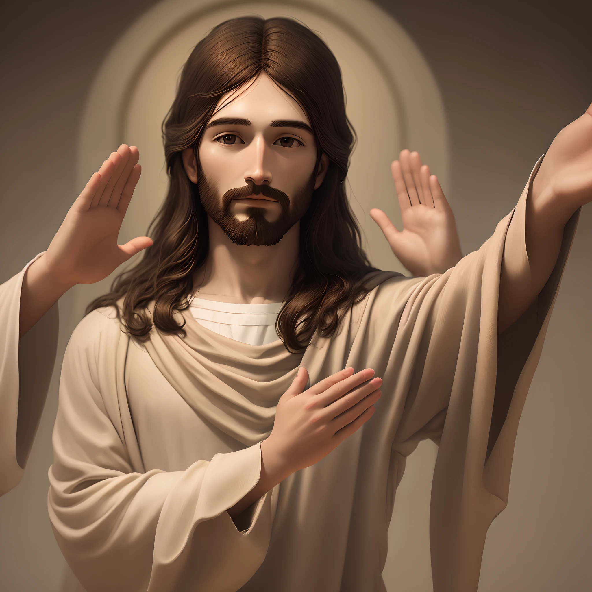 Help me create an image of Jesus with outstretched hands in high definition