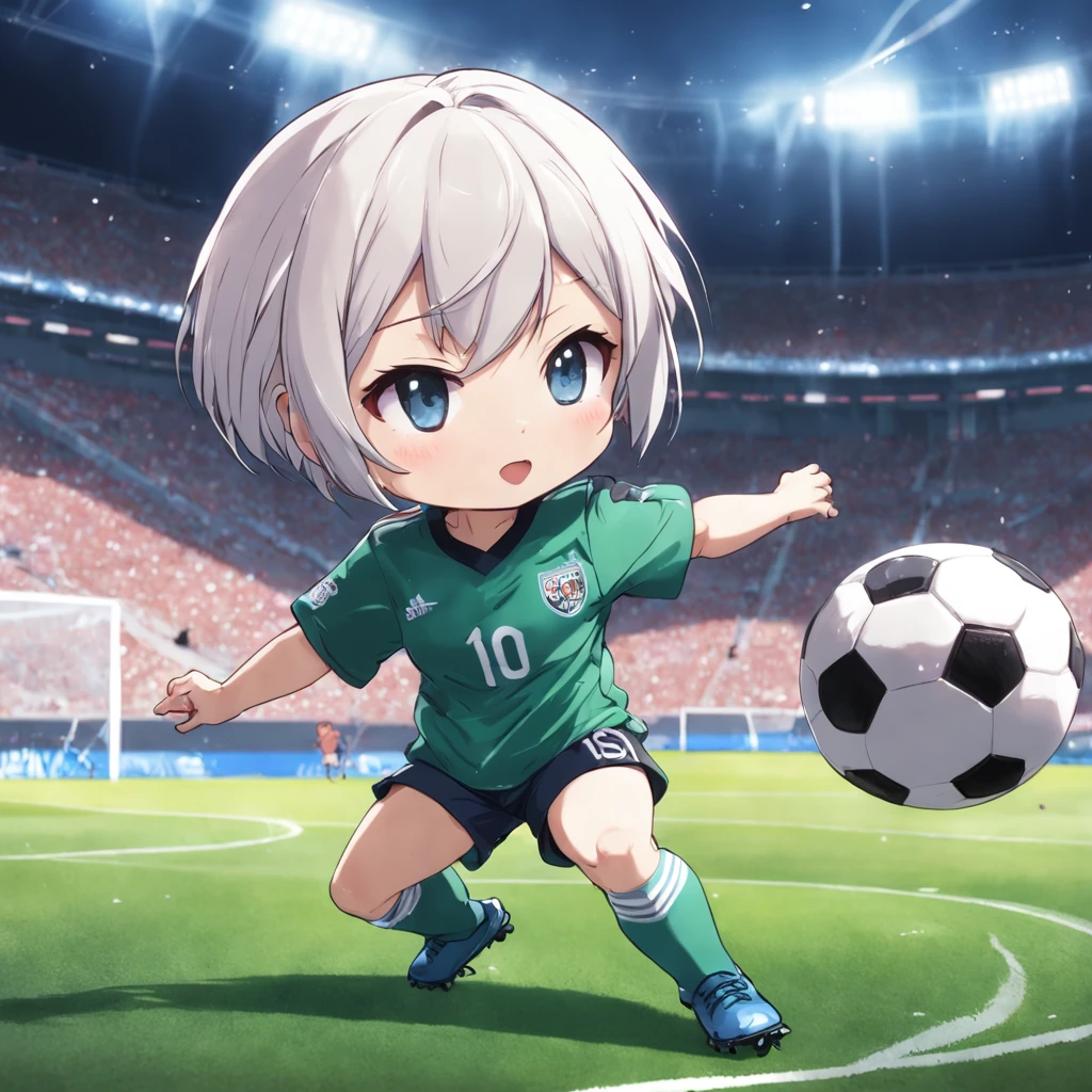 ((Chibi Girl Playing Soccer))、White shorthair chibi、Pixie Cut Chibi、Chibi in shorts, Chibi,