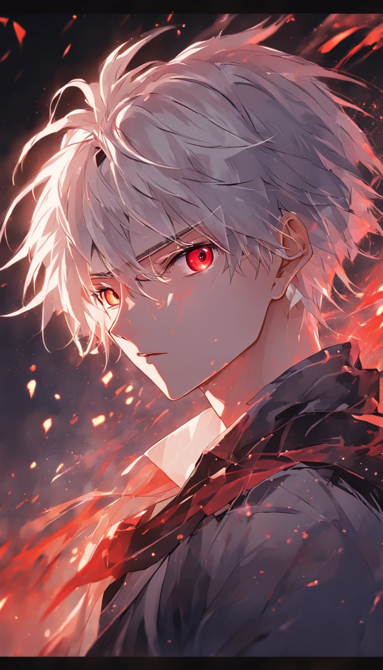 male people,((Masterpiece)), ((Best quality)), Ultra detailed,((illustration)), Dynamic Angle, Detailed light, (Delicate eyes), 1boy, Male focus, white hair, very long hair, red eyes, mysterious storyline, Vibrant colors, Clear Lines, High Sharpness, Detailed face, Deitaled Eyes, darkly, style of anime 4k, 4K anime wallpaper, High quality anime art style, Anime moe art style, Anime art wallpaper 8 K, Anime art wallpaper 4 K, PIXIV, midjourney portrait, tmaterpiece, Ultra foto realism, 32K resolution, Excellent painting in extreme detail