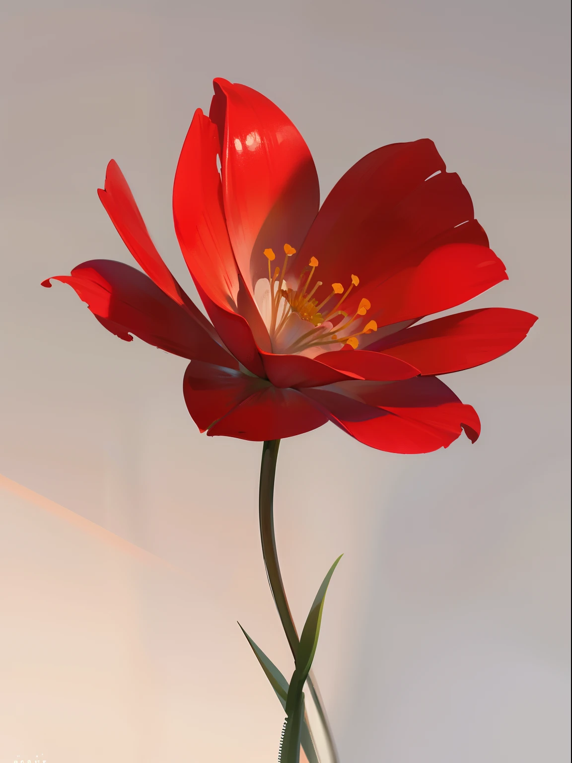 dessin, visible en entier, unique Fleur de coquelicot rouge fleurissant au sol ,sans fond, fond simple, Perfect lighting background, pas d'ombres, images minimalistes, Poetic intimacy, Precise detail, clear delineation of the flower.