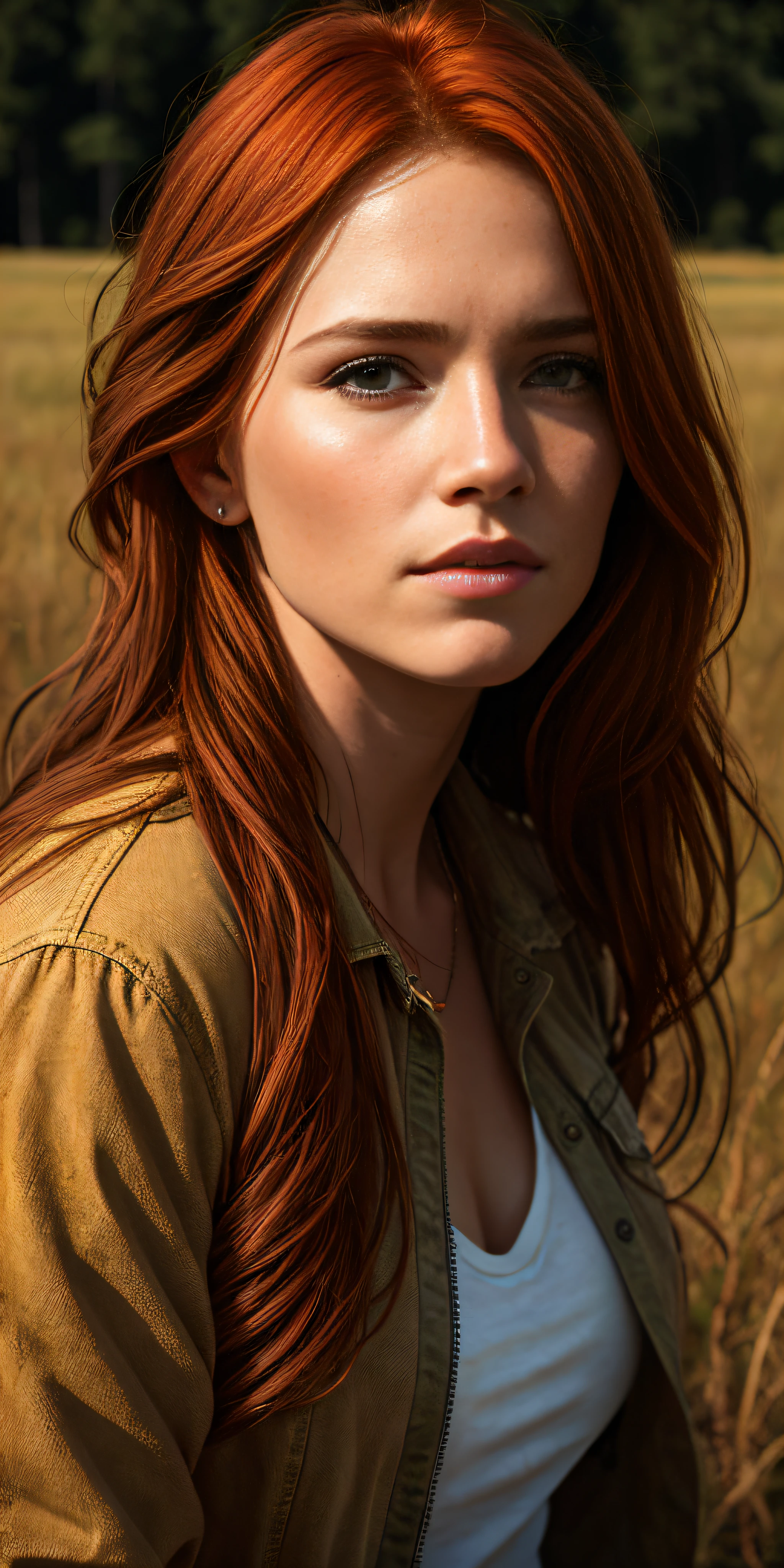 beautiful redheaded Caucasian girl, on a meadow, big dragon, photorealistic, photo, masterpiece, realistic, realism, photorealism, high contrast, trending photorealistic digital art on Artstation 8k HD realistic high definition detailed, detailed, skin texture, hyper detailed, realistic skin texture, armor, best quality, ultra high resolution, (photorealistic: 1.4),, high resolution, detailed, raw photo, sharp re, by Lee Jeffries Nikon D850 film Stock Photography 4 Kodak Portra 400 camera F1.6 lens rich colors texture hyper realistic dramatic lighting Unrealengine trend in ArtStation Cinestill 800,