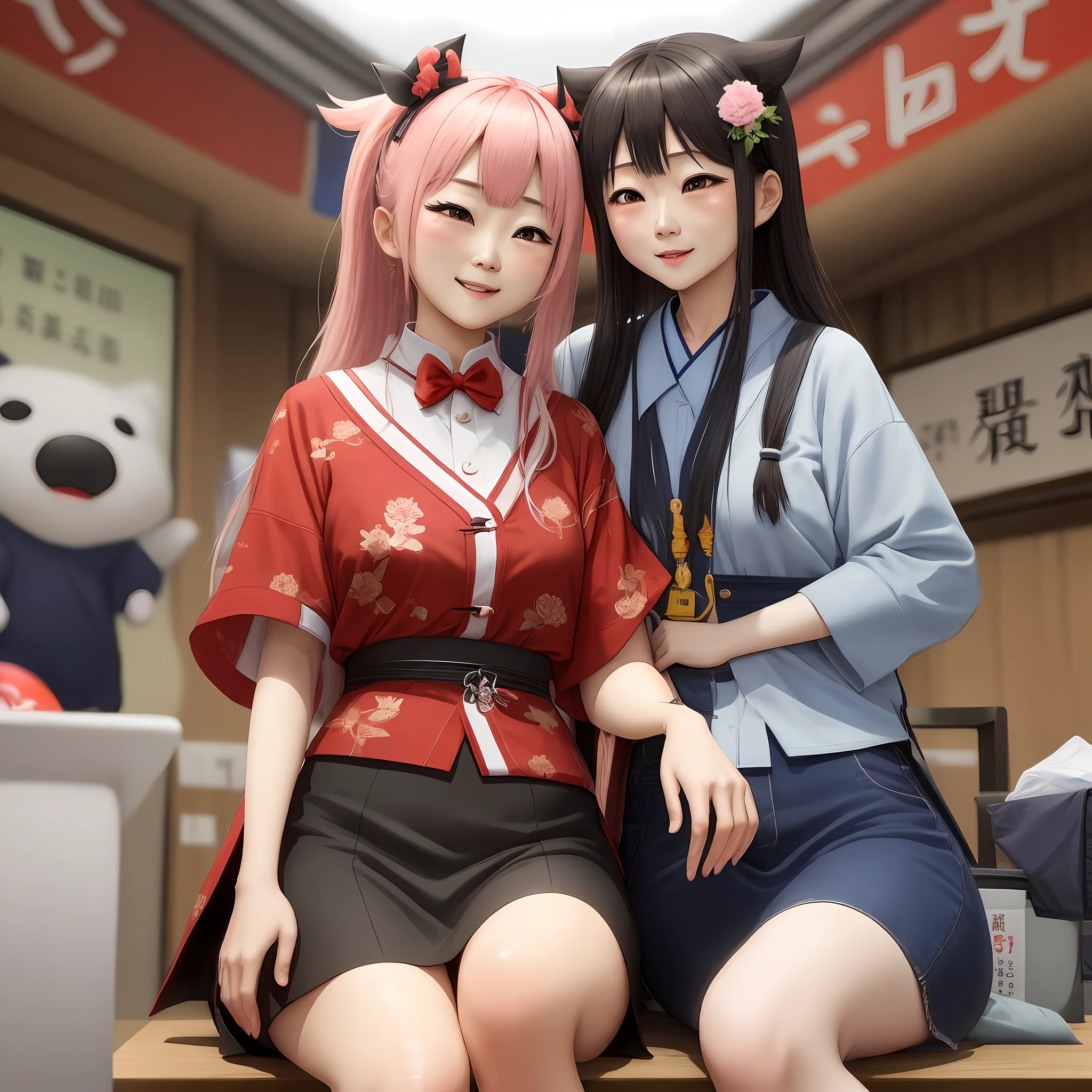 Create a Japanese girl spreading open her