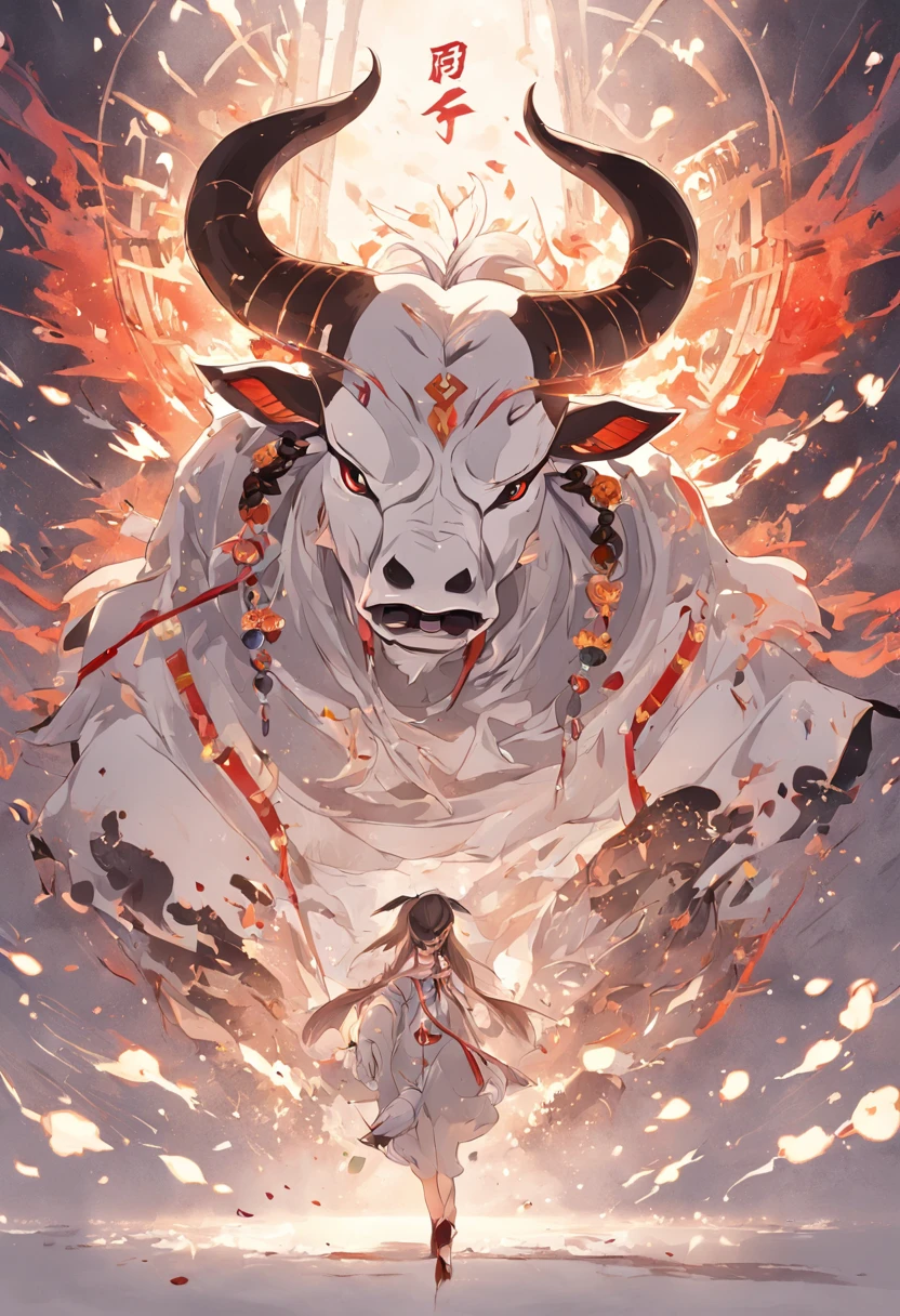 (White background:1.4),(Symmetrical:1.5),(masterpiece bull head, In the middle, Oriental elements),(China - chic illustration:1.2, Vector painting:1.2),(Chinese colors,senior color matching),( reasonable design, Clear lines, High sharpness,best quality, Very detailed, masterpiece, official art, movie lighting effects, 4K )