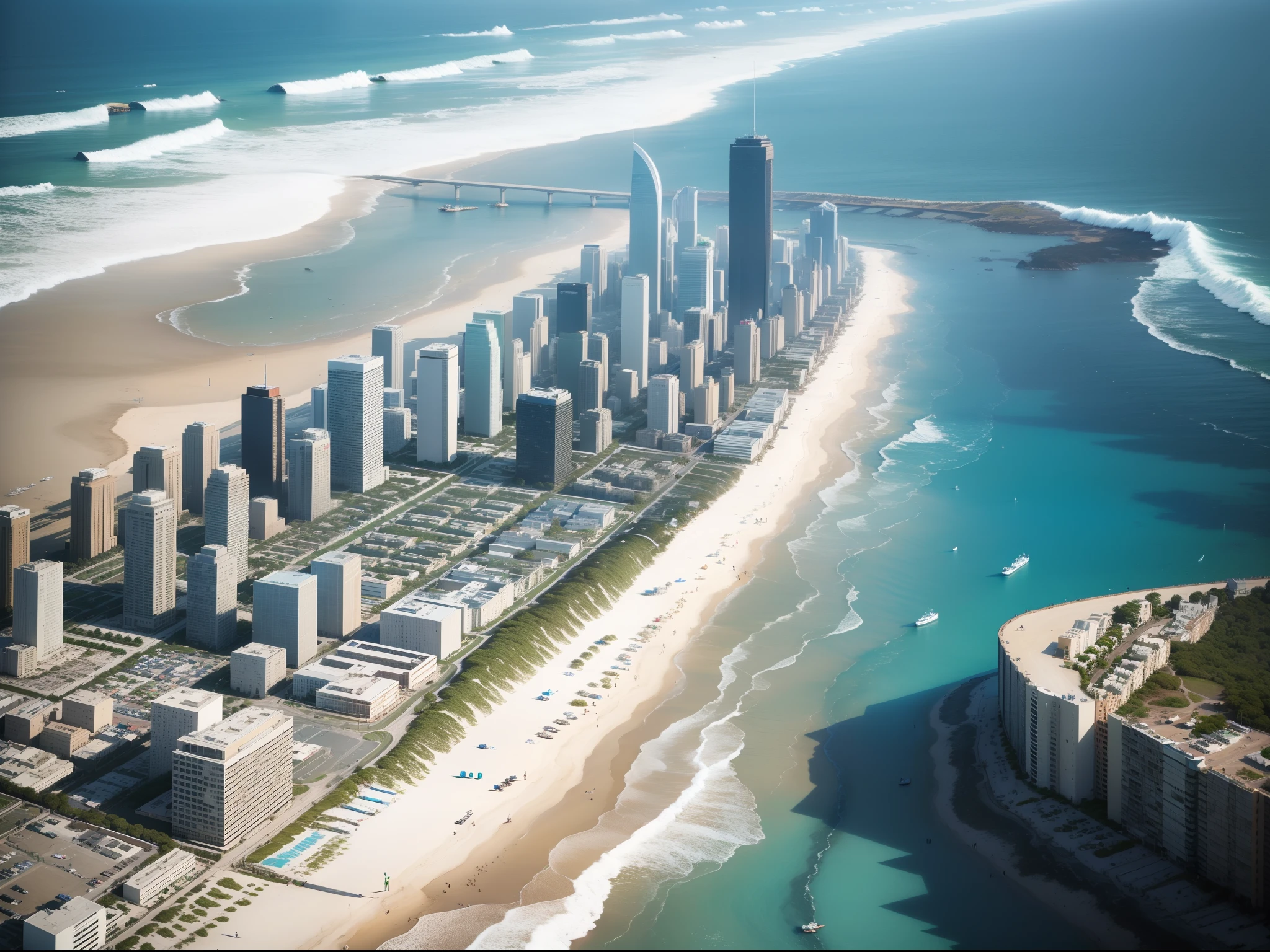 Urban life, Sustainability, tie, shores, Crashing waves, Beach Cleanup, Volunteer activities, Draw, Colorful marine ecosystem, reefs, Marine life, a beauty, protection, importance, city center,