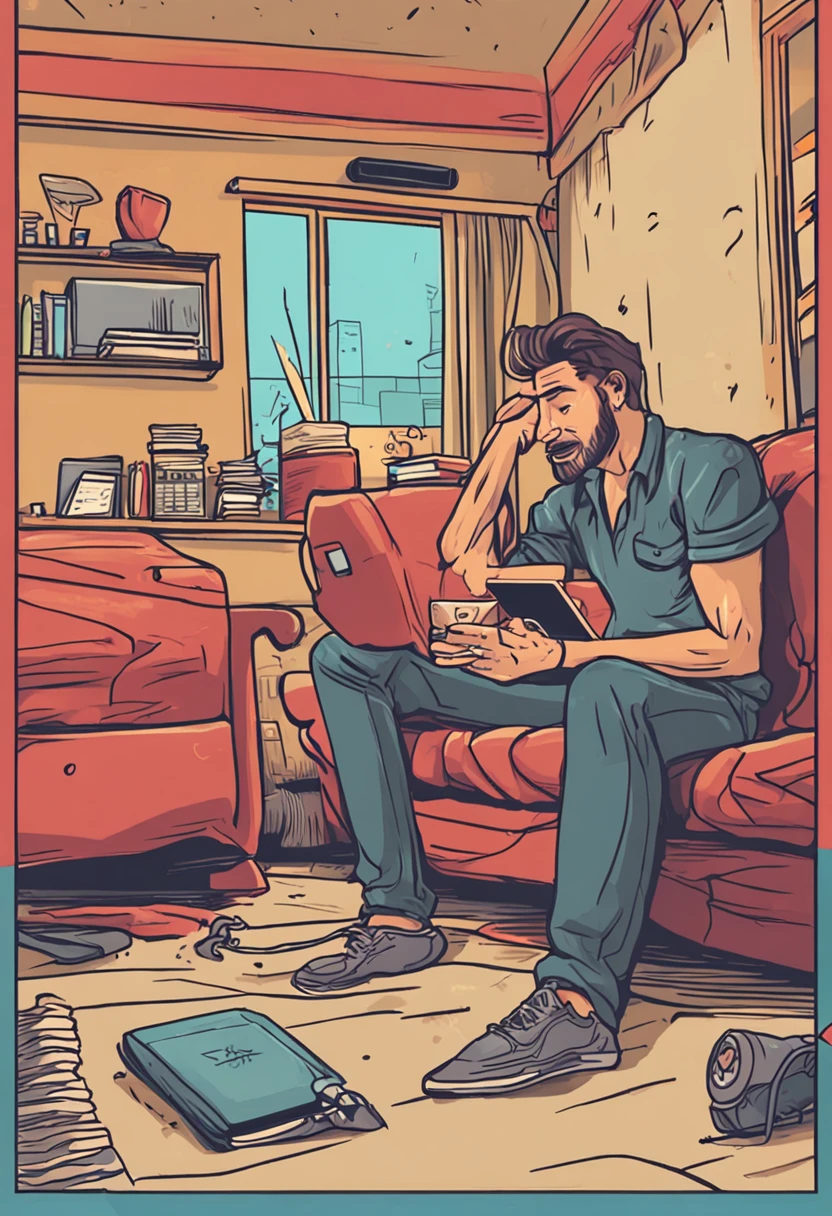 There's a man sitting on a bed looking at his cell phone, em torno de 1 9 anos, ele tem cerca de 20 anos, ele tem cerca de 2 0 anos de idade, olhando para o telefone dele, ele tem cerca de 3 0 anos de idade, ele tem cerca de 30 anos, Selfie!!!!! de um homem, ele tem cerca de 2 5 anos de idade, 2 3 anos
