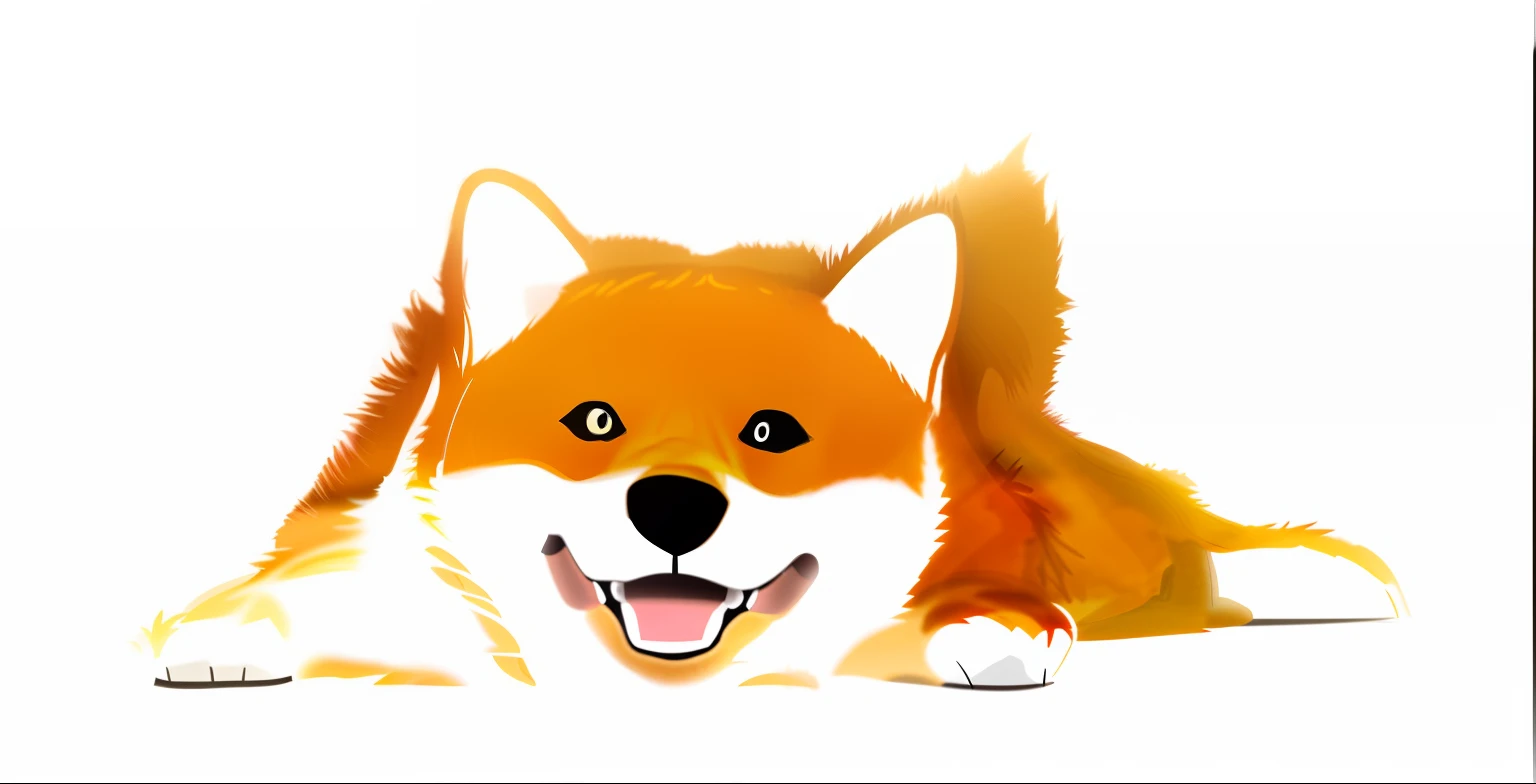 Draw a dog lying down，head turned to the side, Outline sketch, contour drawing, stylised fox - like appearance, Wolf template basic line art, faded outline, thick outline, Anthropomorphic Shiba Inu, Outlined, Outlined!!!, drawn with photoshop, accurately drawn details, detailed but rough, wip, morphing dog head