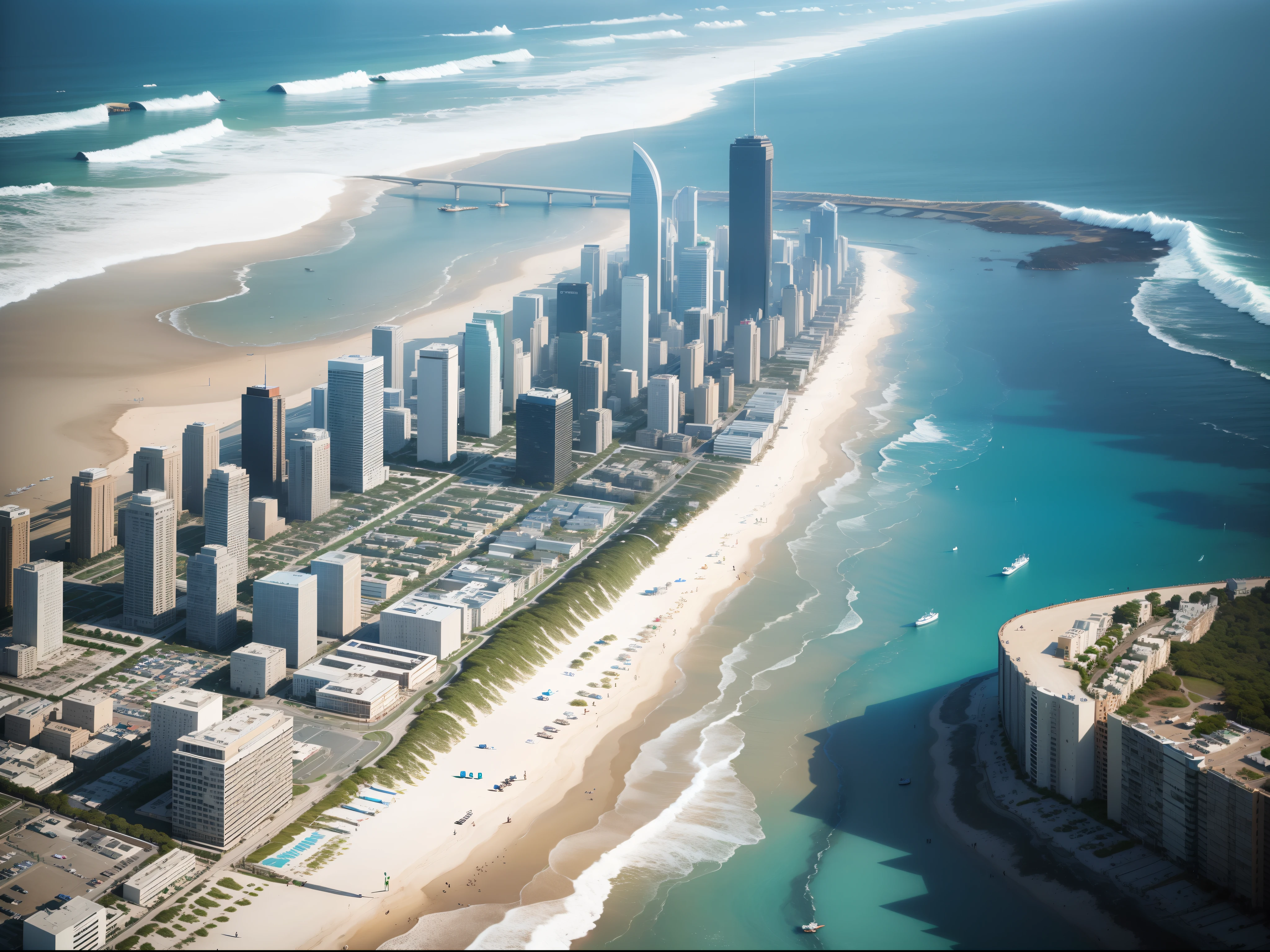 Urban life, Sustainability, tie, shores, Crashing waves, Beach Cleanup, Volunteer activities, Draw, Colorful marine ecosystem, reefs, Marine life, a beauty, protection, importance, city center,