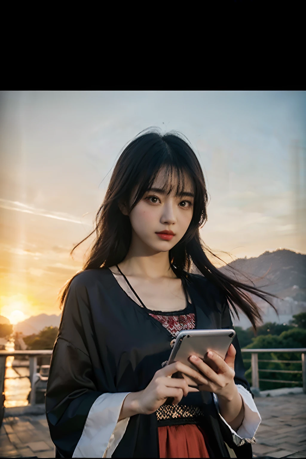 best quality,masterpiece,1girl of a Imaginative Macanese Female Page,Crude hair,background is Unique The Tablets of Stone,at Sunrise,Cel shaded,anaglyph effect,ultra high res,Extremely Detailed Official Unity 8K Wallpapers,ultra high res,ultra high quality,
