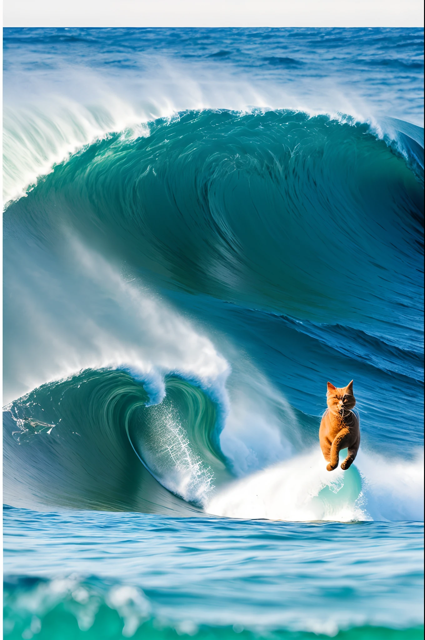 Cat running by the sea with huge waves running swift commercial poster