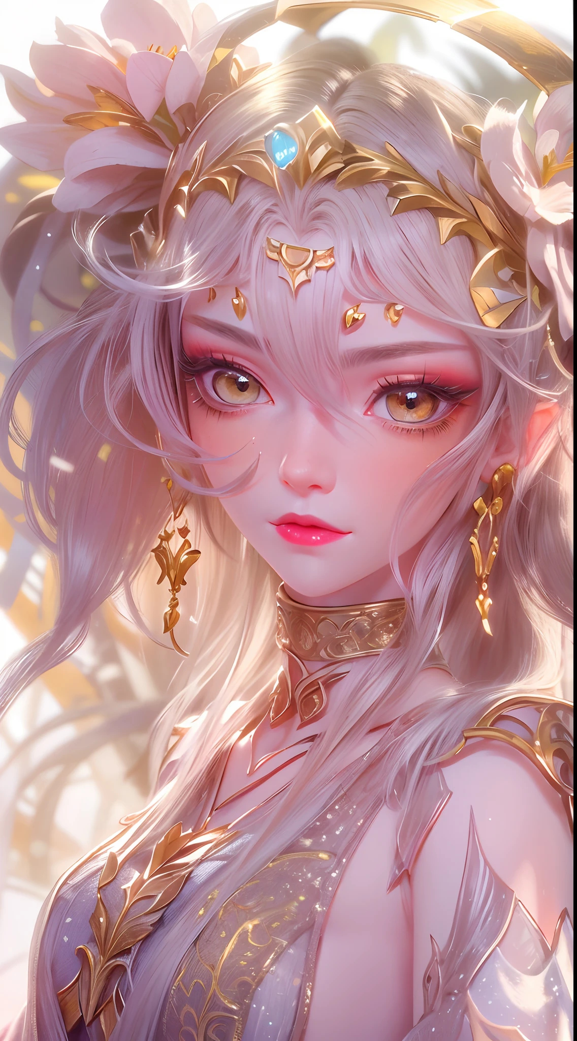 1 20 year old girl, 1 goddess Athena, pink purple silk dress, beautiful goddess Athena face without blemishes, delicate yellow nightgown, long thin sequin nightgown with many sexy black lace details, 1 beautiful thin red silk cloth half veil, female saint legend, female saint icon, beautiful goddess style glitter, dark and mysterious version, vermilion lips, plump red lips, not smiling, mouth closed, delicate and beautiful pino detailing, delicate and beautiful lip detail, , (pure and flawless face: 1.9), female saint body, round chest, big and round breasts, phoenix brooch, long flat bangs, (7-color rainbow hair: 1.9), flower stickers tattoo on forehead, beautiful clear face and well-proportioned eyes, (transparent yellow eyes: 1.8), (big round eyes and makeup, sexy wet eye makeup, very beautiful and meticulous hair makeup, long and delicate blonde hair, delicate, body image: 1.8), figure: and vivid, (stars that make up the sky: 1.7), (the sky of heaven and the fictitious gate of time and space: 1.8), fictional art, RAW photos, hanfu photos, best photos, high resolution, best quality, best photos, best goddess quality, 8k female, super 8 single saint portraits, truest color schemes, masterpieces, best beauty brands, best hair jewelry, brand real photo, dark studio, border light, two-tone lighting, (rose white skin: 1.4), (high skin detail: 1.1), 8k uhd, d slr, soft light, 8k, high quality, candid, volume Smooth and sharp, 10x pixel increase, sexy goddess, sexy goddess, (background space: 1.8), (most beautiful aurora eyes: 1.7), beautiful eyes, aurora beautiful and flowery, (beautiful single girl: 1.8), (more details:0.8),