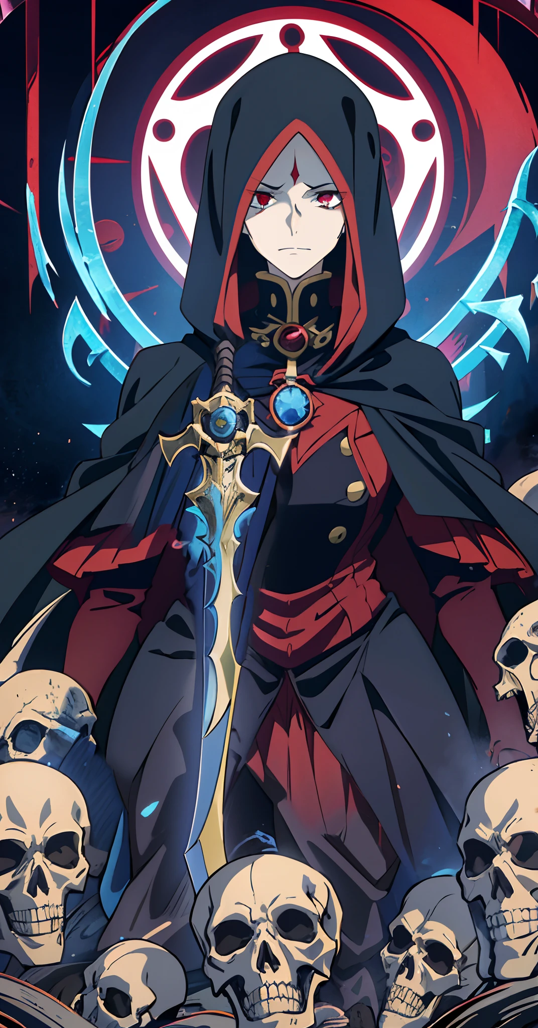 personagem de anime com uma capa preta e um olho vermelho, Deus masculino bonito da morte, Ainz Ooal gown, de Overlord, Overlord!!!,