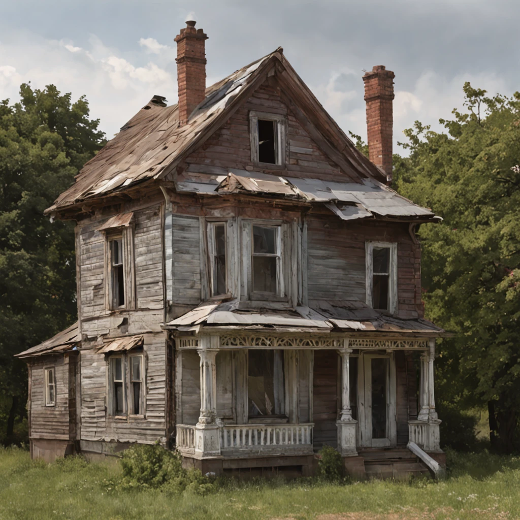 Painting a house with a broken roof and a broken window, Digital painting style, in the style of digital painting, realistic painting of a complex, Digital art oil painting, Digital Painted Art, digital painting concept art, Art of digital painting, Oil Painting Concept Art, Stylized work very coherent, stylized painting, Digital Art Painting, Peinture futuriste, Concept Art Oil Painting