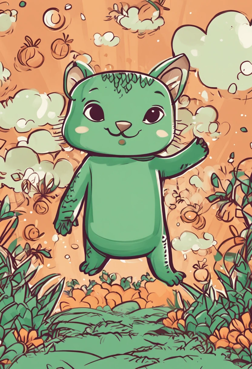 o dragaozinho, pequeno, fofo, verde com escamas, varias poses e expressoes em fundo branco, children's book ilustration style