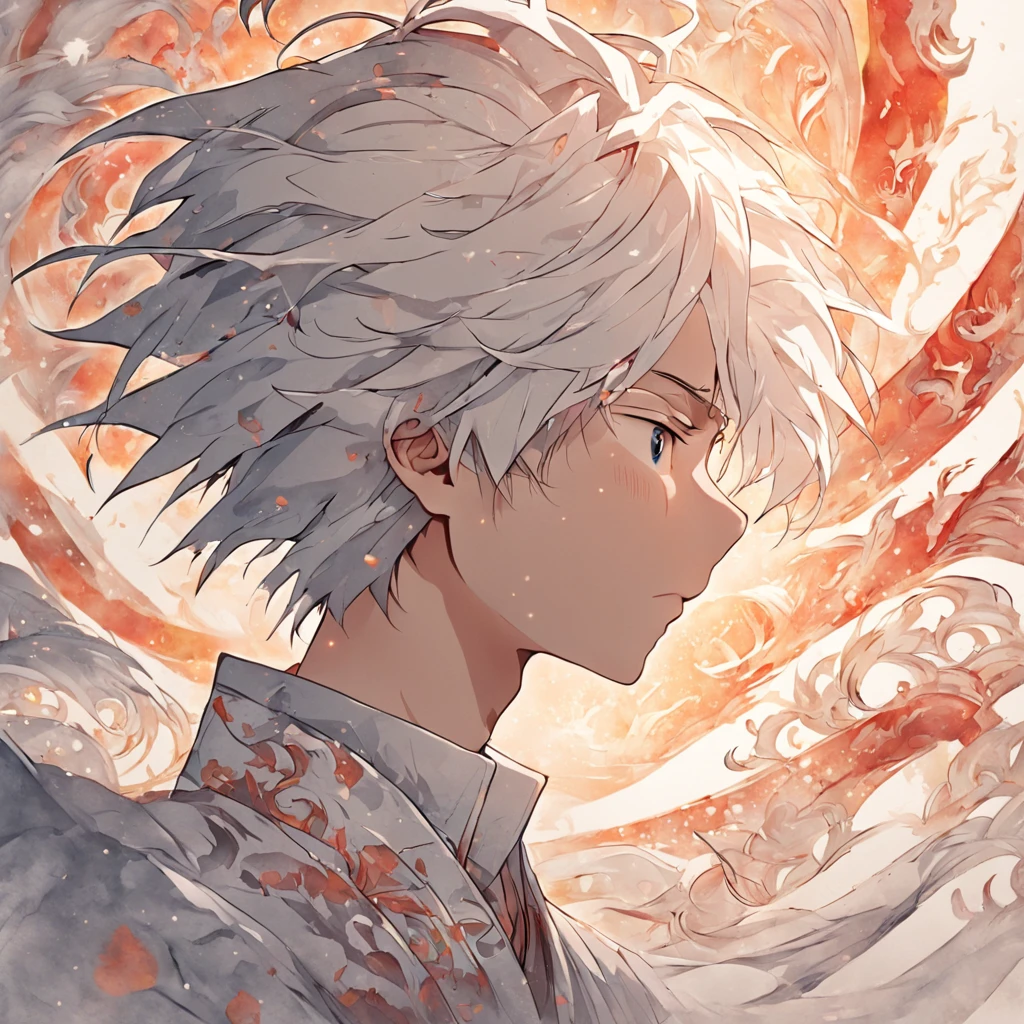 (White background:1.4),(Silhouette of a boy's head, Eyes closed, colorfull long hair, Oriental elements),(Chinese illustration:1.3,paper art:1.3, Quilted paper art:1.2),( reasonable design, Clear lines, High sharpness,Best quality, Very detailed, Masterpiece, movie light effect, 4K )