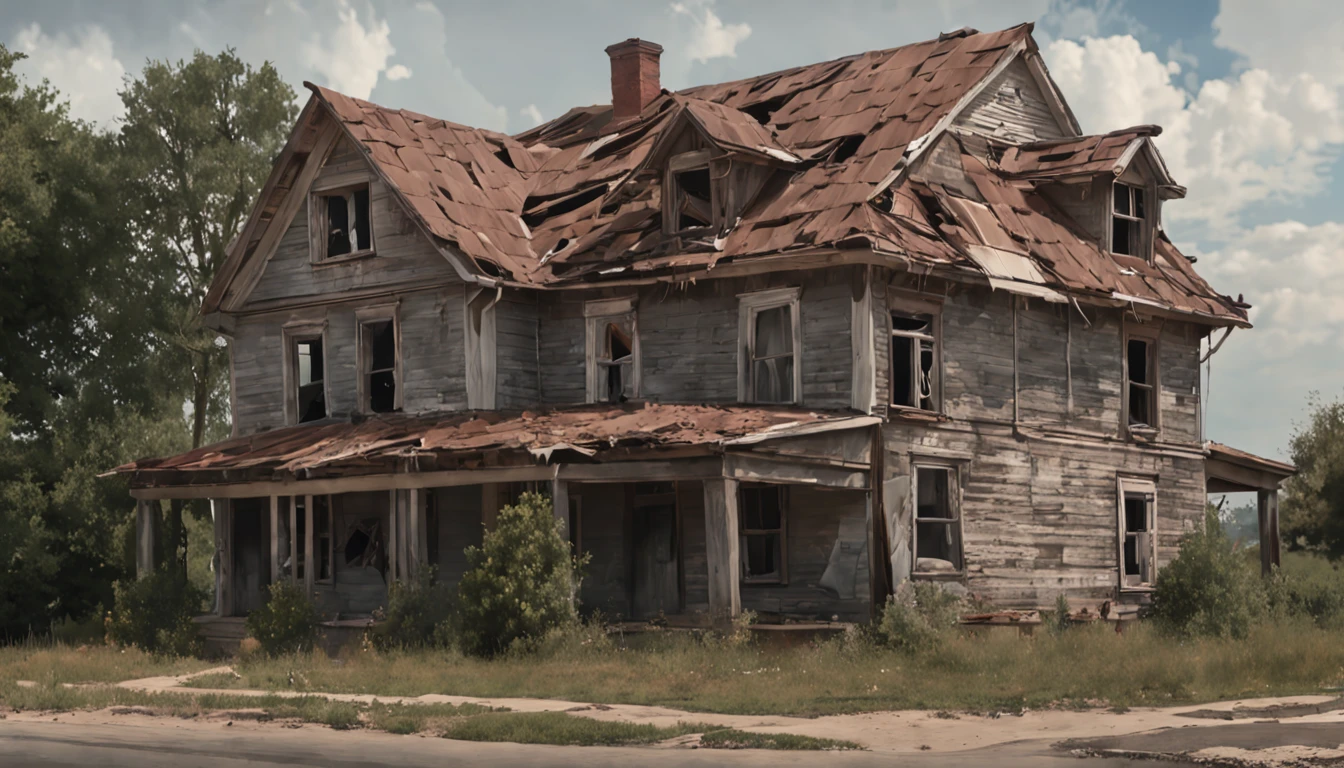 Painting a house with a broken roof and a broken window, Digital painting style, in the style of digital painting, realistic painting of a complex, Digital art oil painting, Digital Painted Art, digital painting concept art, Art of digital painting, Oil Painting Concept Art, Very coherent stylized work, stylized painting, Digital Art Painting, Peinture futuriste, Concept Art Oil Painting
