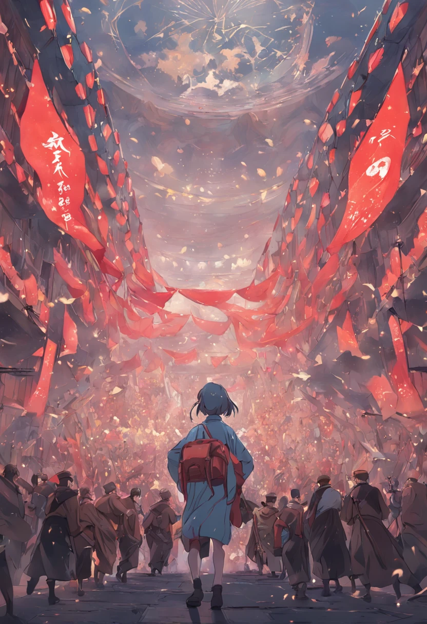 Great masterpiece,oil painted,Love and blessings to the country,National history and culture,Joy and vitality,Prosperity and solidarity,the People's Republic of China,Tiananmen square, beijing,Celebrate National Day,Mid-Autumn Festival,The moon is on it,Tiananmen Square is in the middle