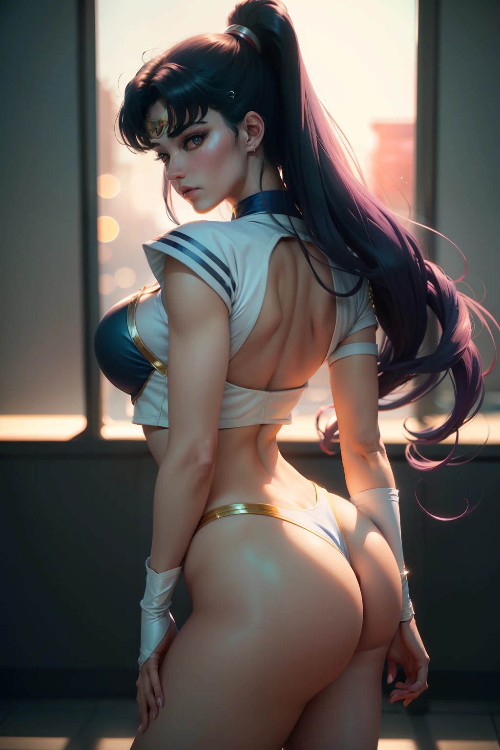 Sailor Moon, Mercury, full bodyesbian, beautiful female bodies, Amazing cute girl, Film photography, analogue photography, filmgrain, Extreme detail, 4K, Ultra HD, hyper photorealism, trending on artstationh, Polished, Radiant, vibrant, Photorealistic, Backlight, hair light, 8K Ultra HD, Unreal Engine 5