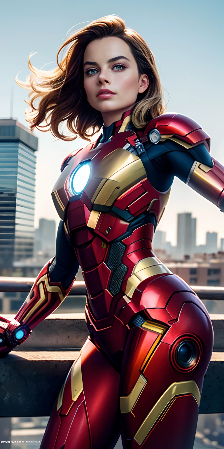 Ironman, (Marvel comics), Avengers, sexy girl, powerful, red classic sexy armor, Young, skynny body, small and beautiful buttocks, toned abdomen, small and beautiful breasts, concerned, very sensual, she is flying in the sky, You are shooting energy rays with your hands, rocket propulsion at your feet, power center, planes, clouds, New York City on fire, destroyed buildings in the background, Dramatic background, many scared people, alien invasion, sensual look, Beautiful brown eyes, classic hairstyle,Hair dyed in bright blonde color, best quality,4k,8k,A high resolution,masterpiece,Ultra detailed,realistic, Photorealistic,photo realistic, ultra realistic 