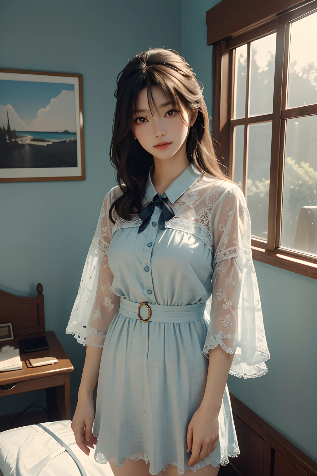 （RAW photos，4K，tmasterpiece，A high resolution，extremly intricate）（realisticlying：1.4），(比基尼: 1.5)，cinmatic lighting，
1 rapariga， Single focus， Summer noon， thermography， 1990's\（styled\）， cowboy lens， inside in room