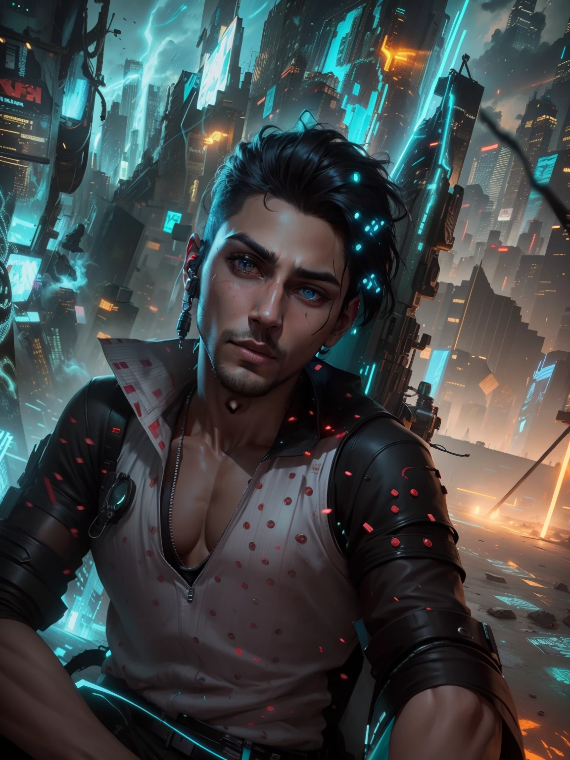 Chenge background cyberpunk handsome boy realistic 8k ultra realistic