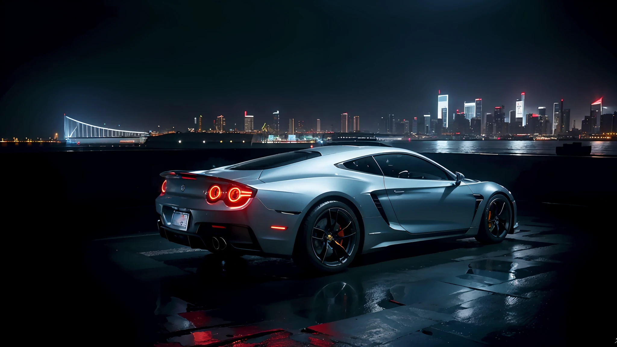 Super photo,metals,super car,Supercar,profesional photo,Big wheels,,Cybernetic hood,Network car parts,Front pop-up headlights,scientific fiction,science fiction scene,Natural soft light,Cyberpunk Personage,Cidade Futuristica,Cyberpunk-city,neon lights sign,highly detailed,(highly detailed back ground),Multiple buildings in the background,detailed textures,wide angles,8K,HDR,Professional photo shooting,