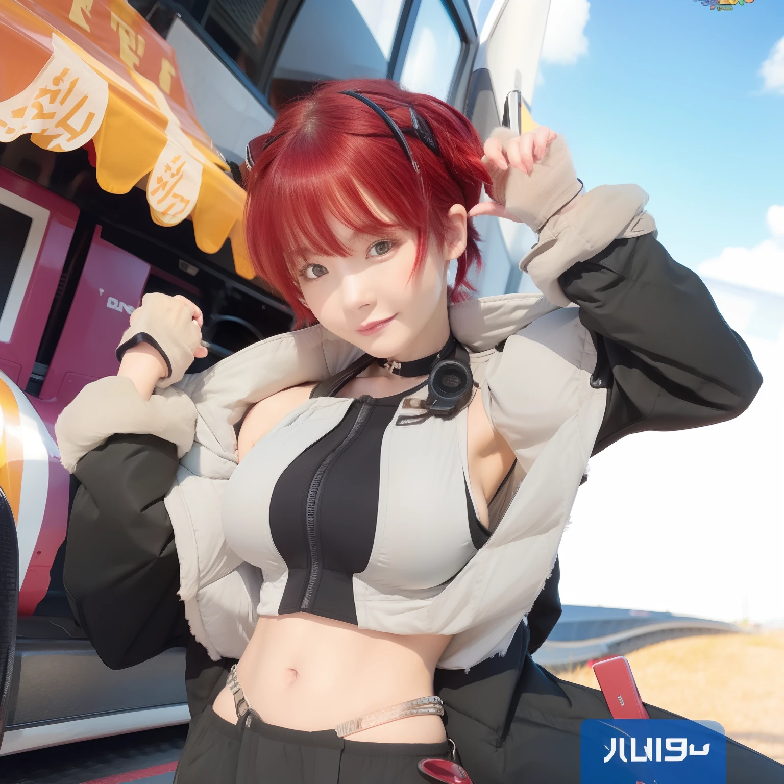 1girl, red hair, short hair, realistic, ultra detail, 70mm lens