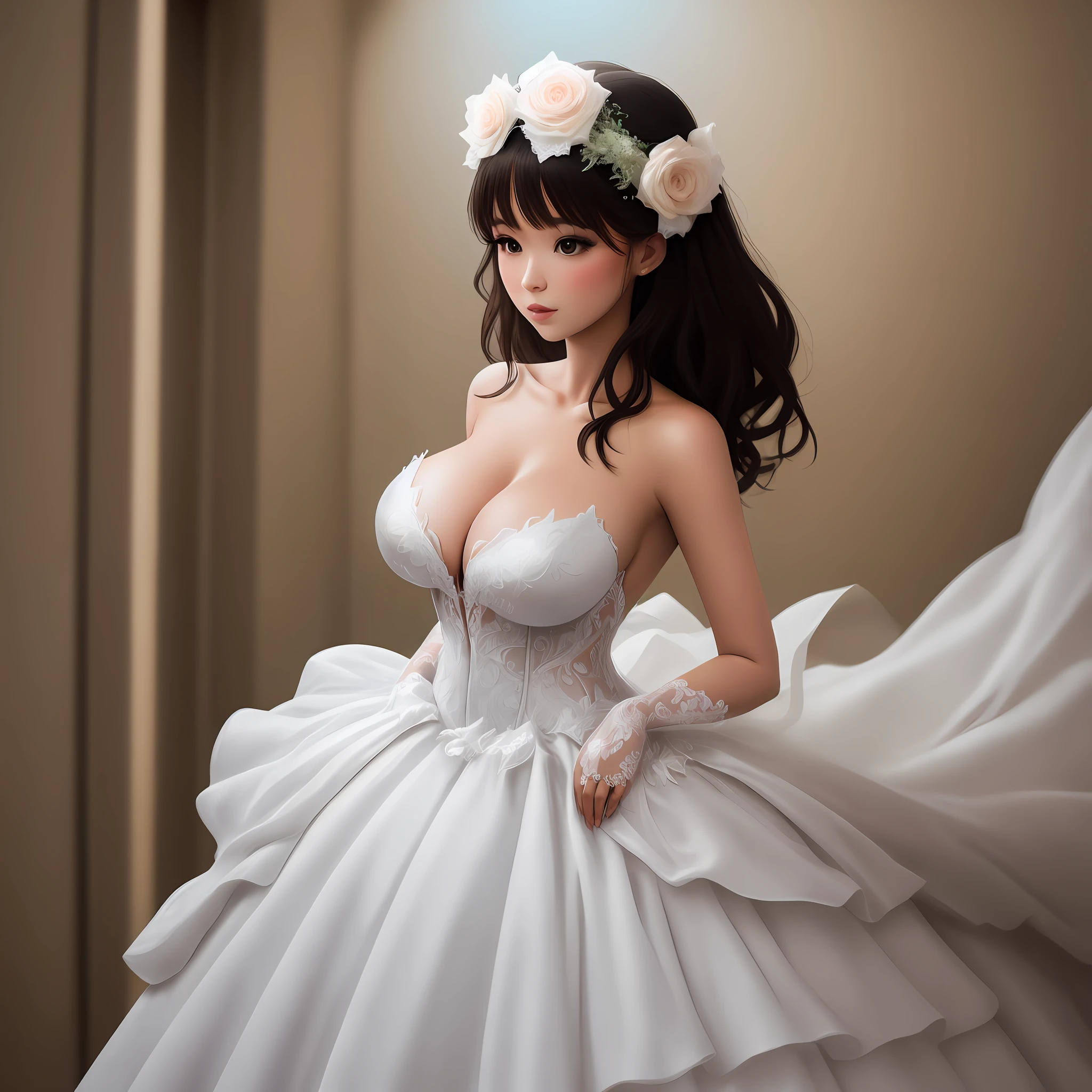 Naked two-dimensional wedding dress with big breasts