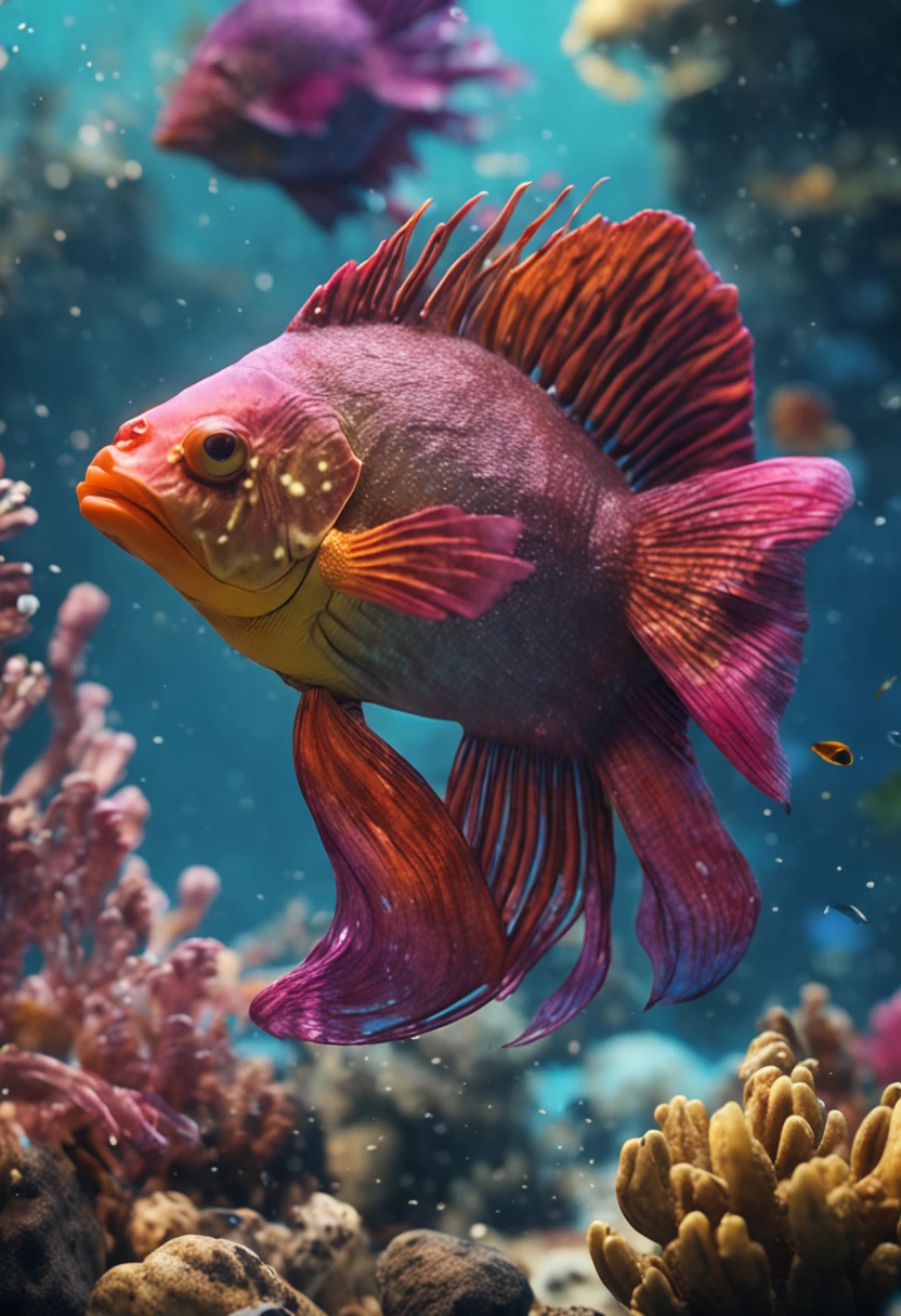 Lots of fish of many kinds、Fish、Realistic movie pictures, Ultra HD, Realistic, Vivid colors, Highly detailed, UHD Drawings, Perfect composition, beautiful detailed intricate insanely detailed octane render trending on artstation, in 8K, photorrealistic concept art, soft natural volumetric cinematic perfect light
