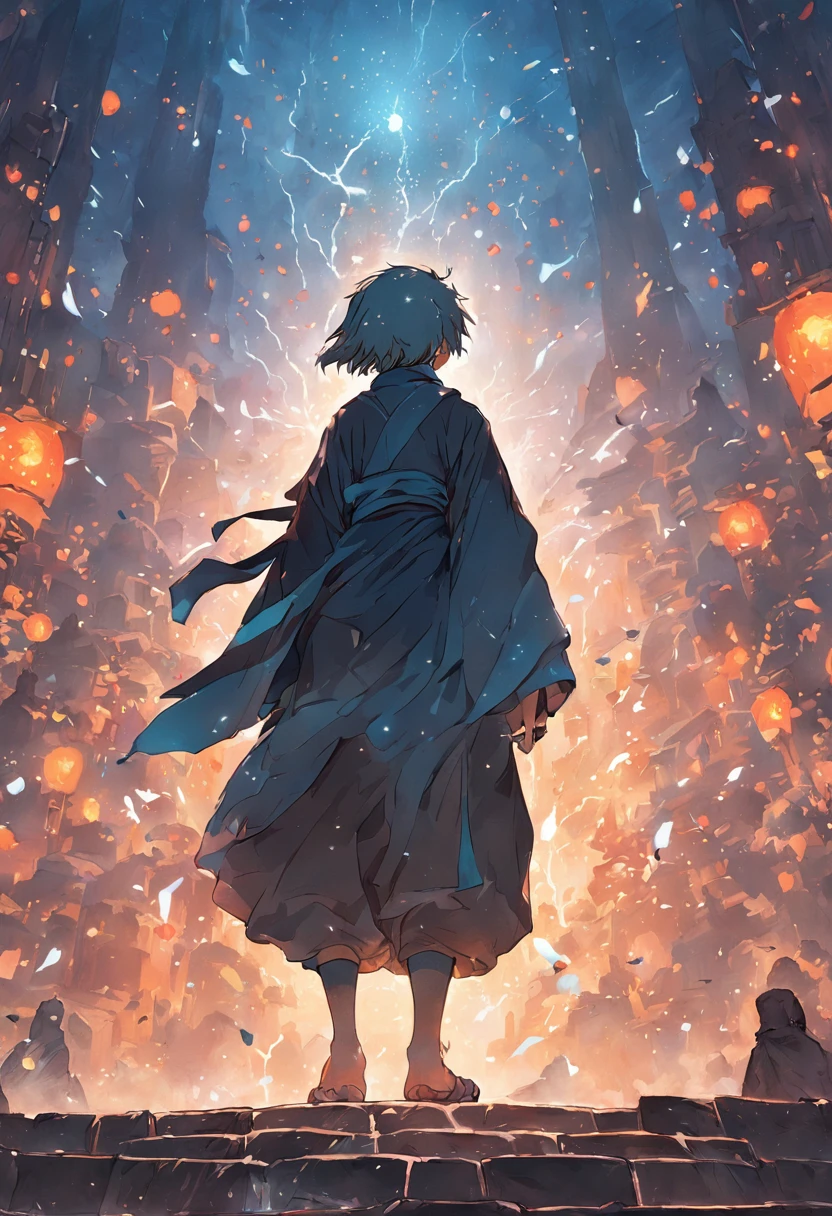(The monk has no hair),The mountains are filled with mist,Blue-black turtle,Huge body,Xuanwu,High altitude,Faraway view,super detailing,best qualtiy,tmasterpiece,4K,Epic artwork