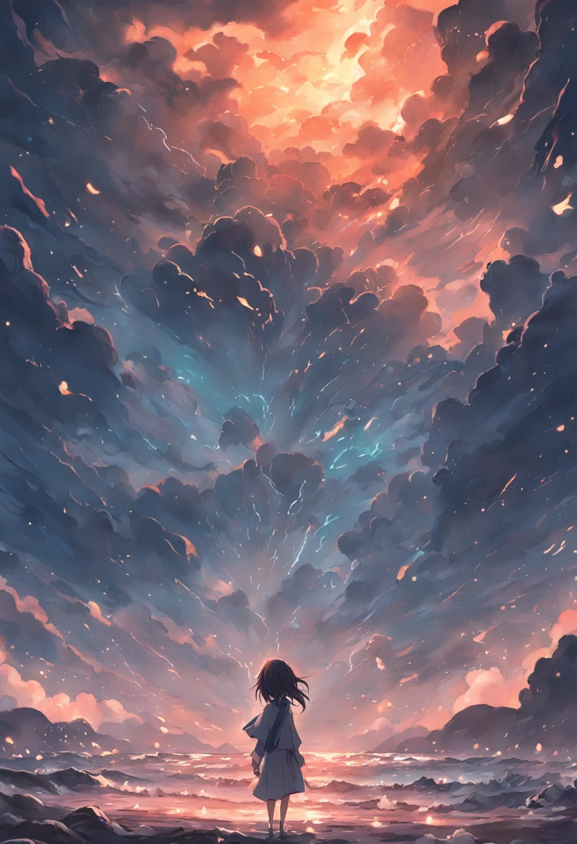 Gloomy and dim sky,violent storm,the sea,There are no characters