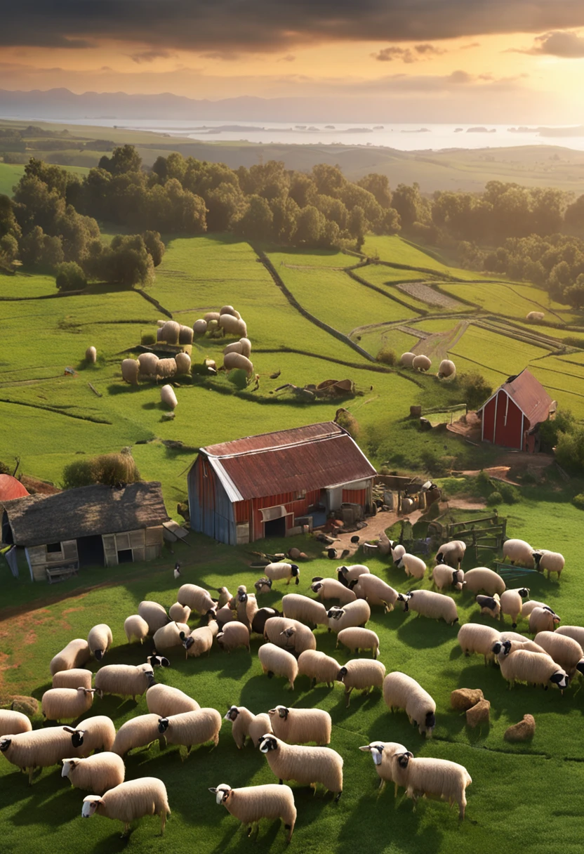 farm with sheep breeding and simple houses scattered throughout,but without any plantation