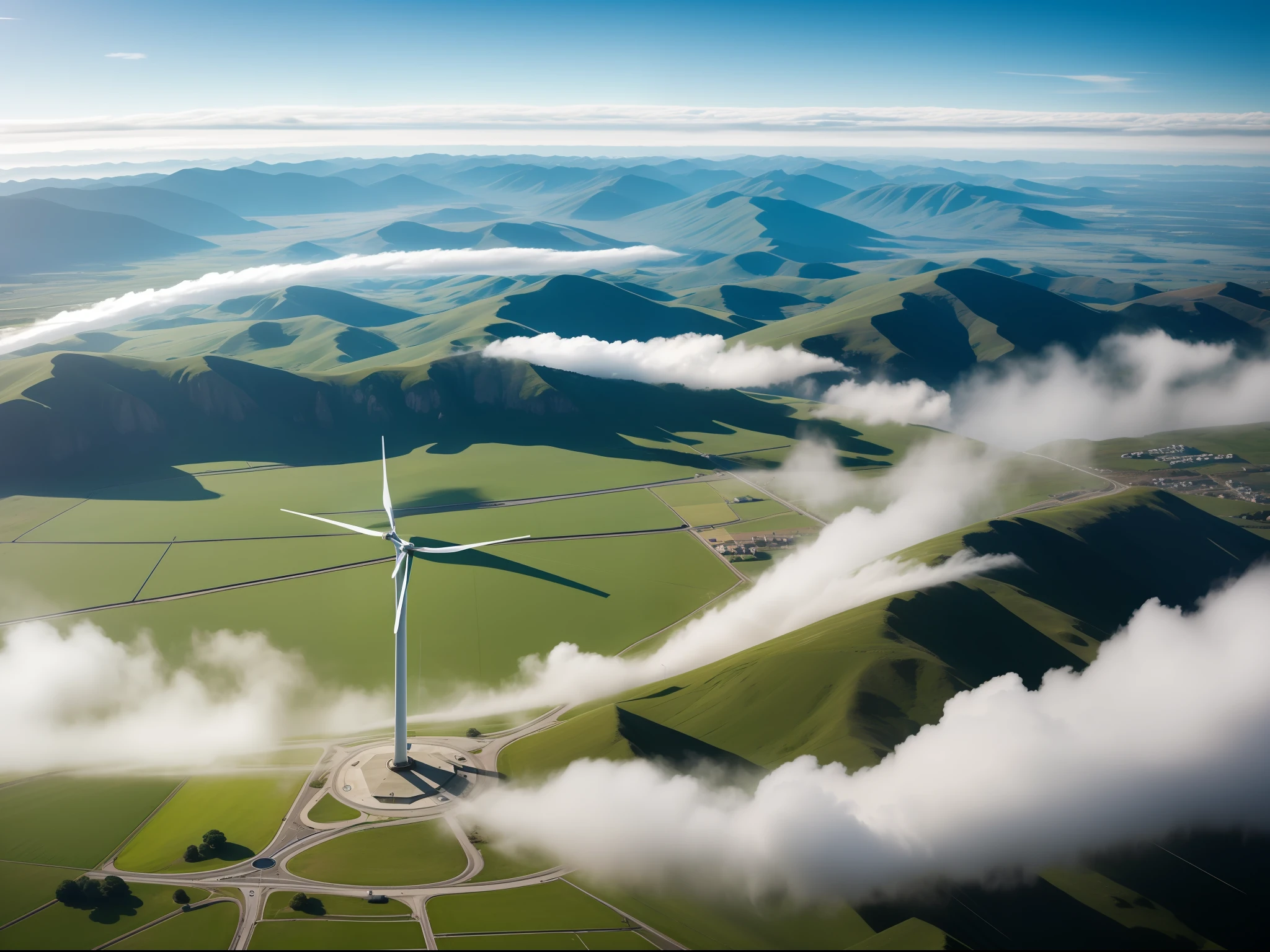 Spinning Landscape, The power of the wind, Use of clean energy, possibility, expresive