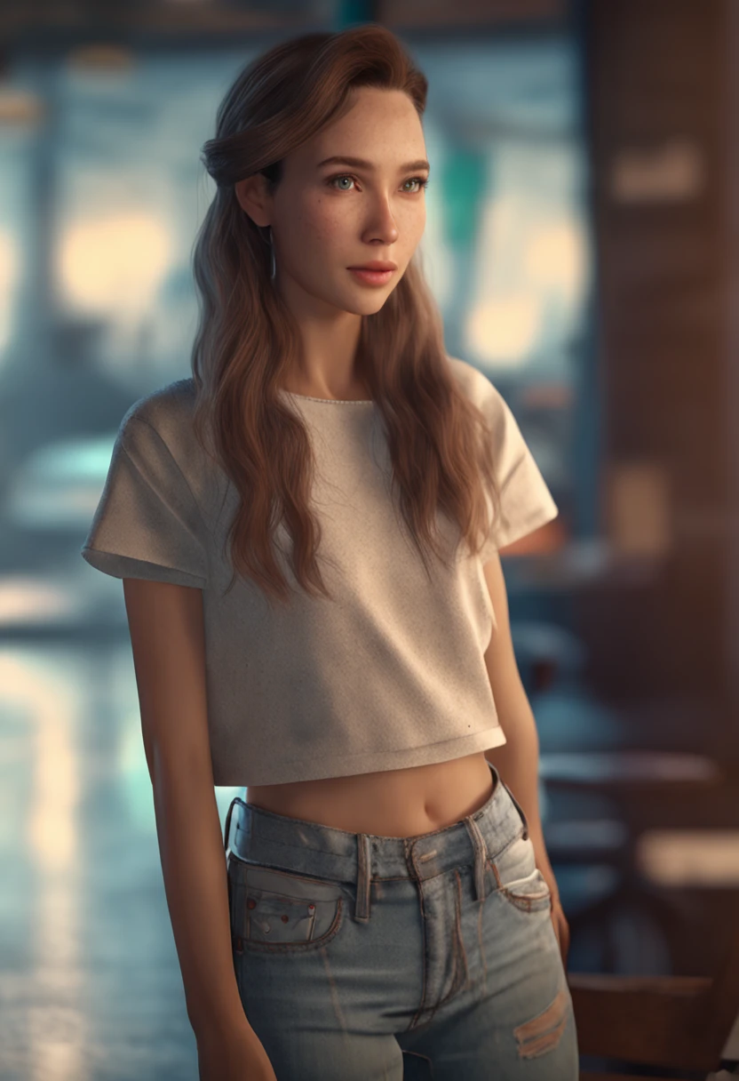 (8k, RAW photo, best quality, masterpiece:1.2), (realistic, photo-realistic:1.37), ultra-detailed, ultra high res,1 girl,looking at viewer,beautiful detailed face,smile,narrow,(slim waist:1.3),shirt, beautiful detailed skin, skin texture, floating hair,professional lighting,