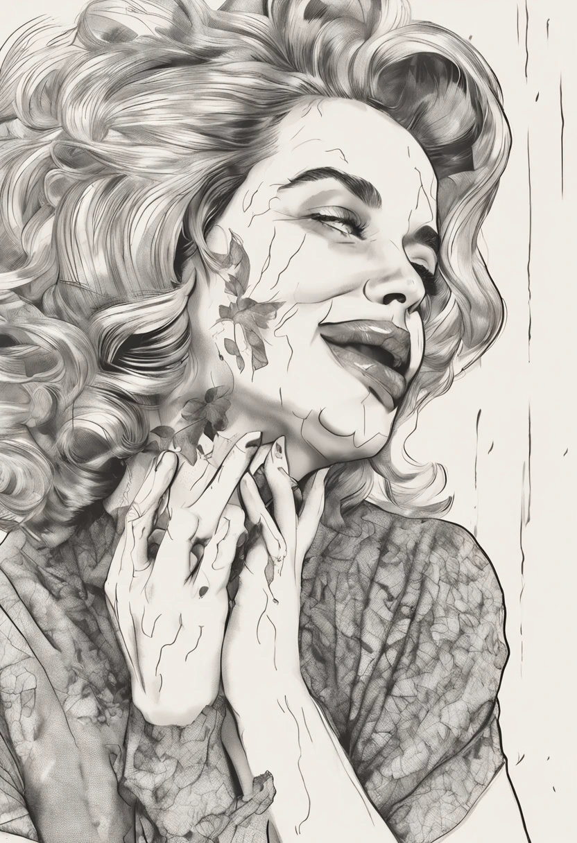 Marilyn Monroe, Vintage style , Ultra-fine plant stone, Draftsman lines, Digital illustration, Heavy ink, Minimalist botany, Beautiful and beautiful illustration masterpiece, Topaz AI post-editing,of a real,Facial features are carefully depicted,Realistic skin texture,Dark style,depth of fields,high light,Real light,Ray traching,oc rendered,Hyper-realistic,best qualtiy,8K,Works of masters,super-fine,Detailed pubic hair,Correct anatomy,sharp focus on eyes,Bokeh,Facial features are carefully depicted