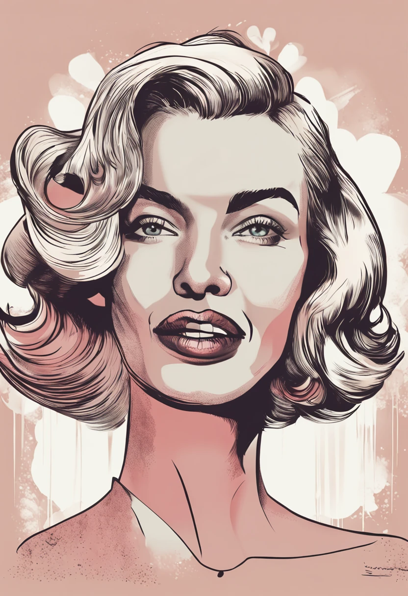 Marilyn Monroe, Vintage style , Ultra-fine plant stone, Draftsman lines, Digital illustration, Heavy ink, Minimalist botany, Beautiful and beautiful illustration masterpiece, Topaz AI post-editing,of a real,Facial features are carefully depicted,Realistic skin texture,Dark style,depth of fields,high light,Real light,Ray traching,oc rendered,Hyper-realistic,best qualtiy,8K,Works of masters,super-fine,Detailed pubic hair,Correct anatomy,sharp focus on eyes,Bokeh,Facial features are carefully depicted