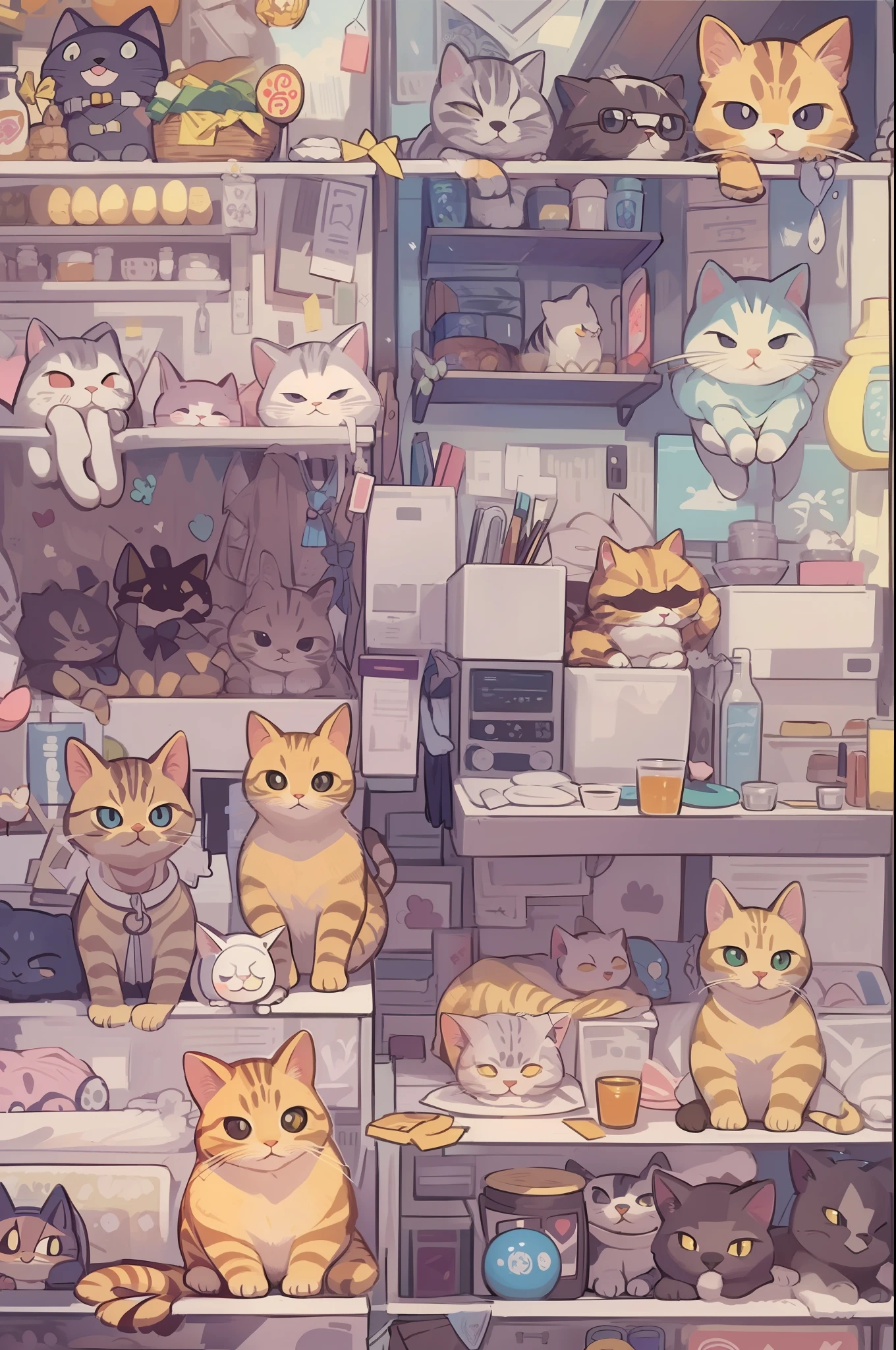 ((Awesome Backgrounds 1.5))((Best quality1.2))、((Masterpiece 1.2))、((Fashionable clothes))、((Take a cute cat 1.5))、nice background、