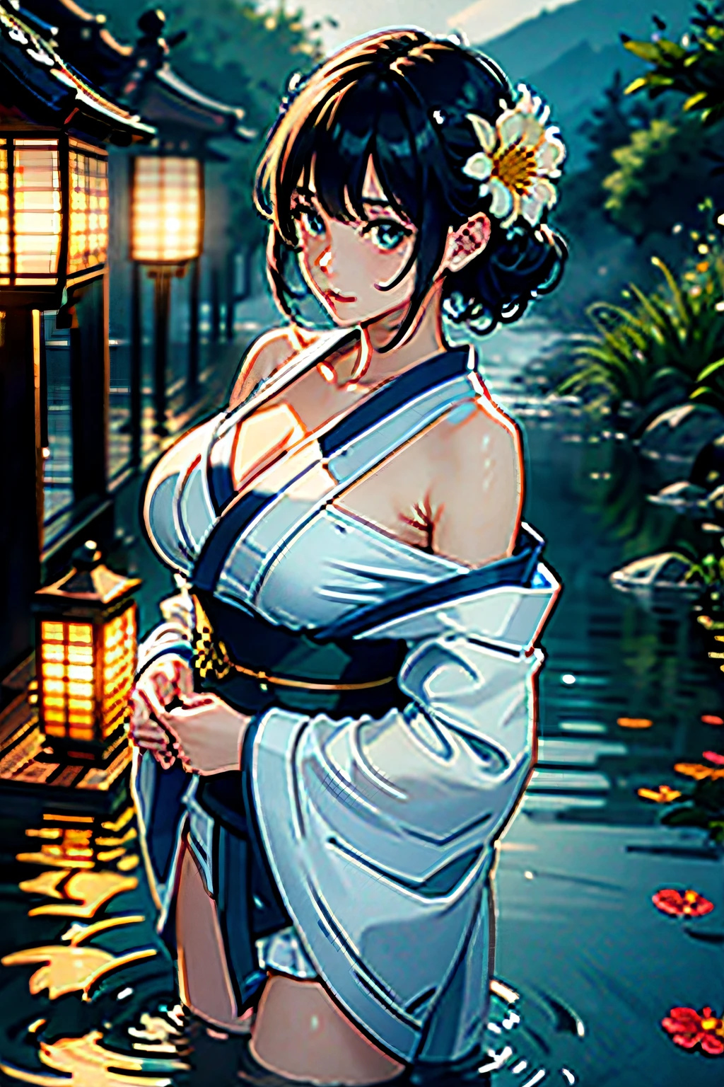 kimono, girl, with, shrines , Worship, autumnal, sweaty, tan, big boobs, tan skin, flustered, blush, plump, wearing kimono, summer festival, wearing kimono, black hair, ponytail, sfw, safe for work, cute, kawaii, long kimono, beutiful kimono, big boobs, slight tan older girl, big boobs, cleavage, purple kimono, sitting, sitting, sitting on fround, purple, purple kimono