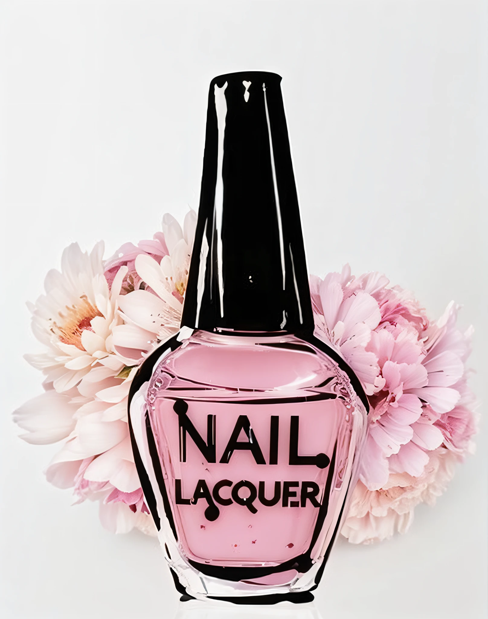 uma pintura de um frasco de esmalte com flores no fundo, nail polish, 🪔 🎨;🌞🌄, Directed by: Olivia Peguero, laqueado, Unhas, 🎨🖌, Ilustrativos!!, prego, Manicured, Polish Hyper - Casual, 😃😀😄☺🙃😉😗, unhas pintadas, illustration, perfume