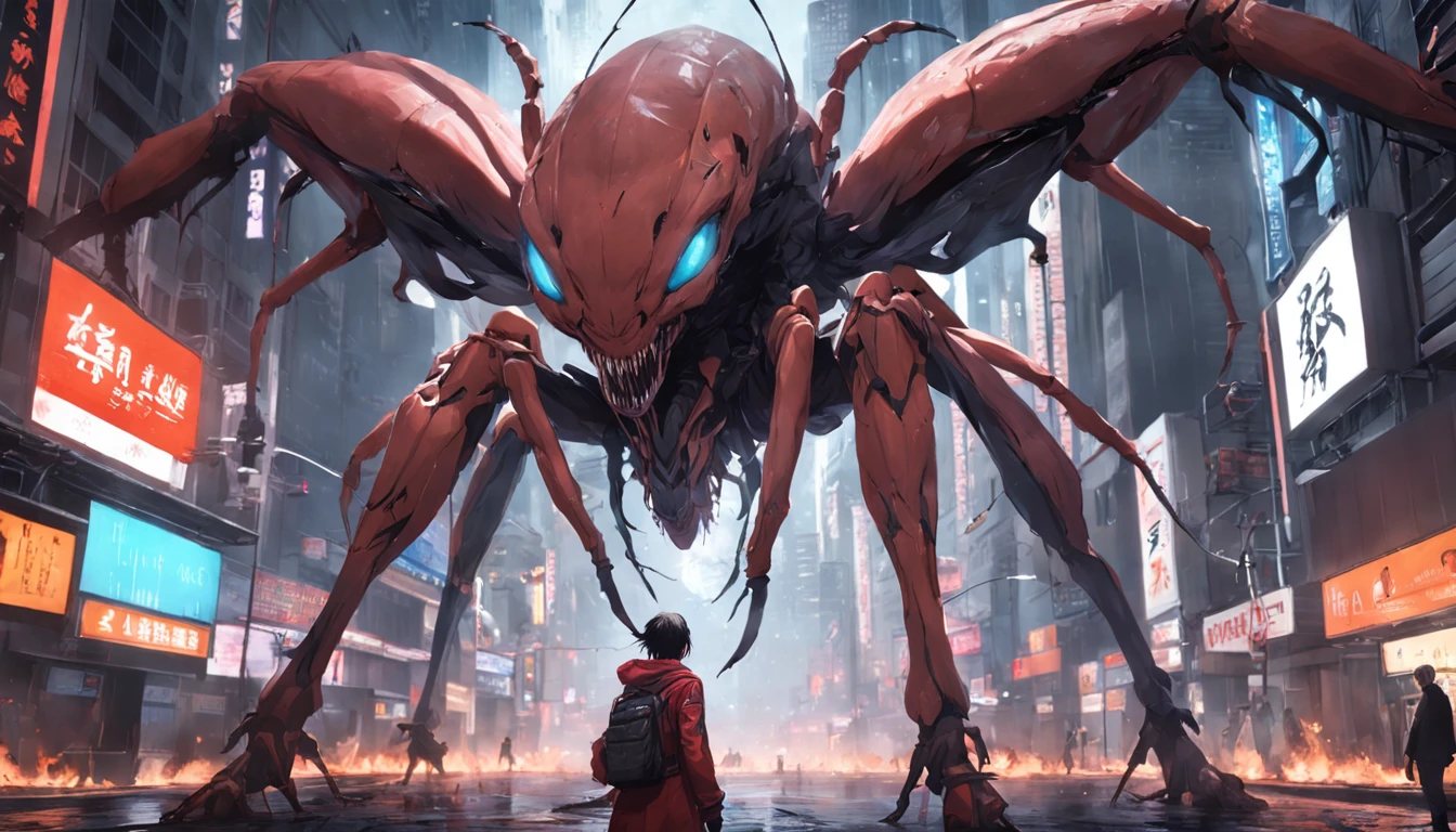 Cinematic graphics,Invading aliens,Invasive insects,8 legs,uncanny,blood vess,,Murderous,Full body like,combats,The city was destroyed,of a real,Facial features are carefully depicted,Realistic skin texture,Dark style,depth of fields,high light,Real light,Ray traching,oc rendered,Hyper-realistic,best qualtiy,8K,Works of masters,super-fine,Detailed pubic hair,Correct anatomy,sharp focus on eyes,Bokeh,Facial features are carefully depicted