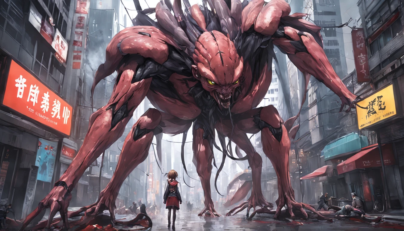Invading aliens,Invasive insects,8 legs,uncanny,blood vess,,Murderous,Full body like,combats,The city was destroyed,of a real,Facial features are carefully depicted,Realistic skin texture,Dark style,depth of fields,high light,Real light,Ray traching,oc rendered,Hyper-realistic,best qualtiy,8K,Works of masters,super-fine,Detailed pubic hair,Correct anatomy,sharp focus on eyes,Bokeh,Facial features are carefully depicted