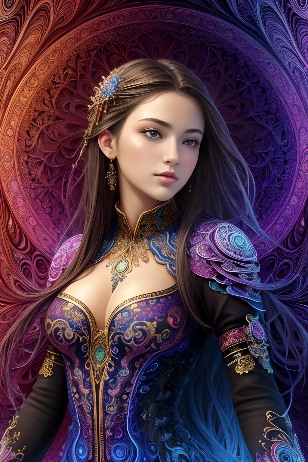 (masterpiece, top quality, best quality, official art, beautiful and aesthetic:1.2), (1girl), extreme detailed,(fractal art:1.3),colorful,highest detailed
